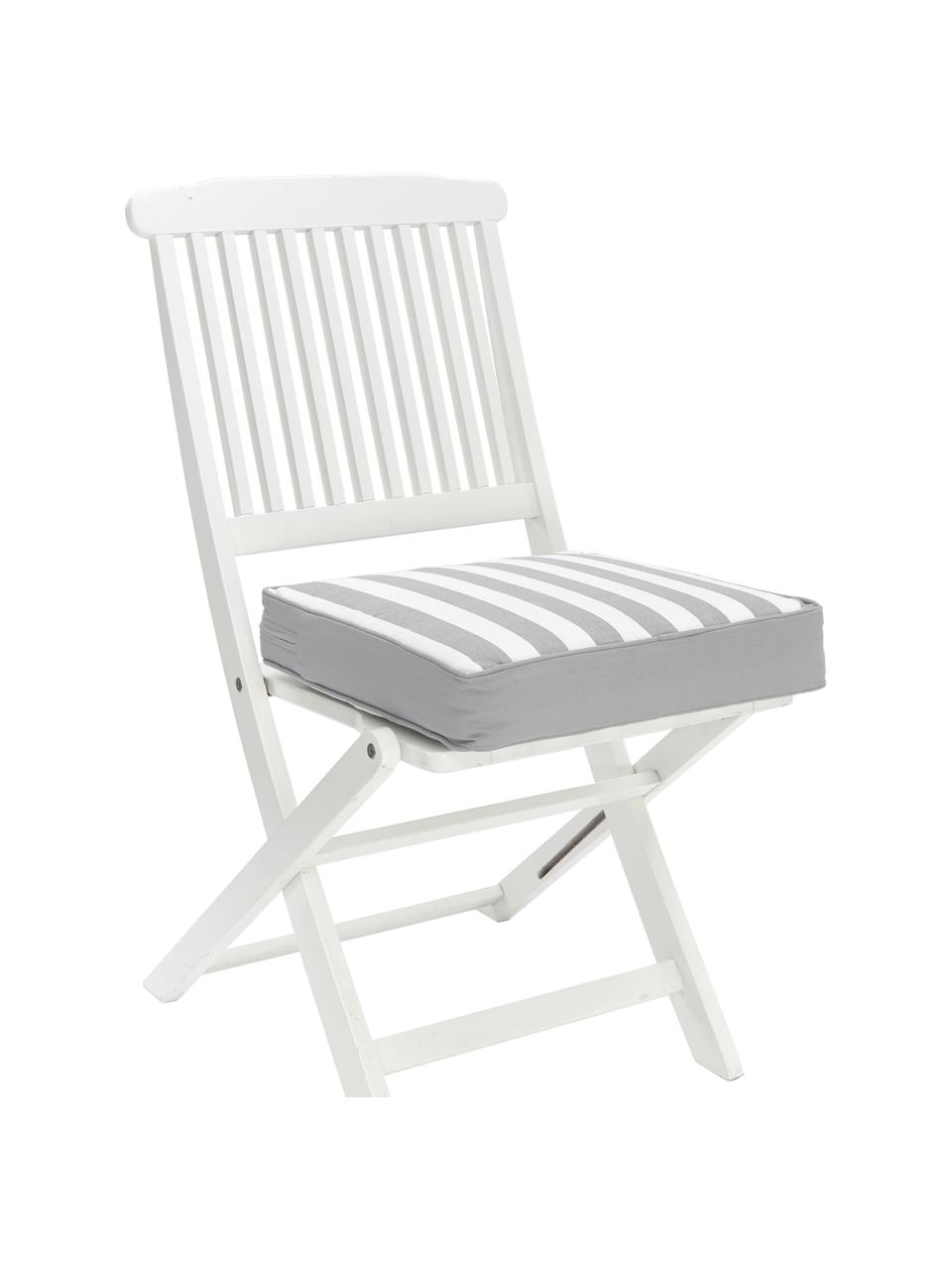 Cojín para silla alto a rayas Timon, Funda: 100% algodón, Gris, blanco, An 40 x L 40 cm