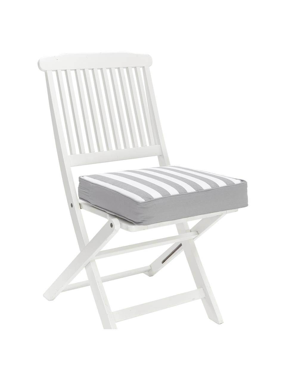 Cuscino sedia alto a righe Timon, Rivestimento: 100% cotone, Grigio, bianco, Larg. 40 x Lung. 40 cm