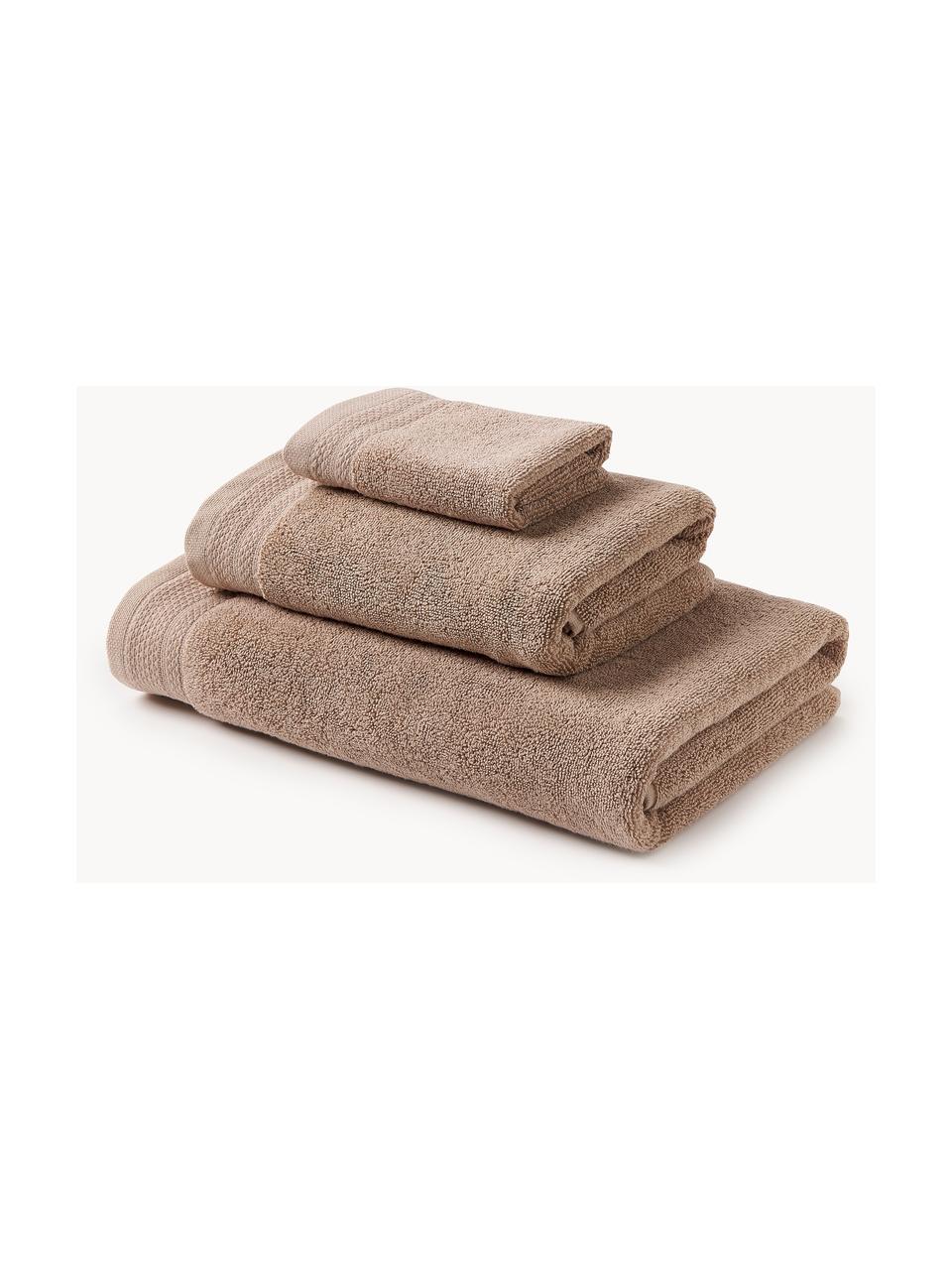 Set 3 asciugamani in cotone organico Premium, 100% cotone organico certificato GOTS (da GCL International, GCL-300517).
Qualità pesante, 600 g/m², Beige, Set in varie misure