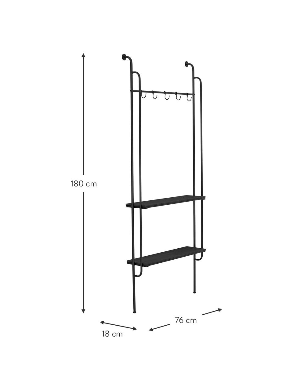 Kovový nástěnný věšák Zilia, Černá, Š 76 cm, V 180 cm