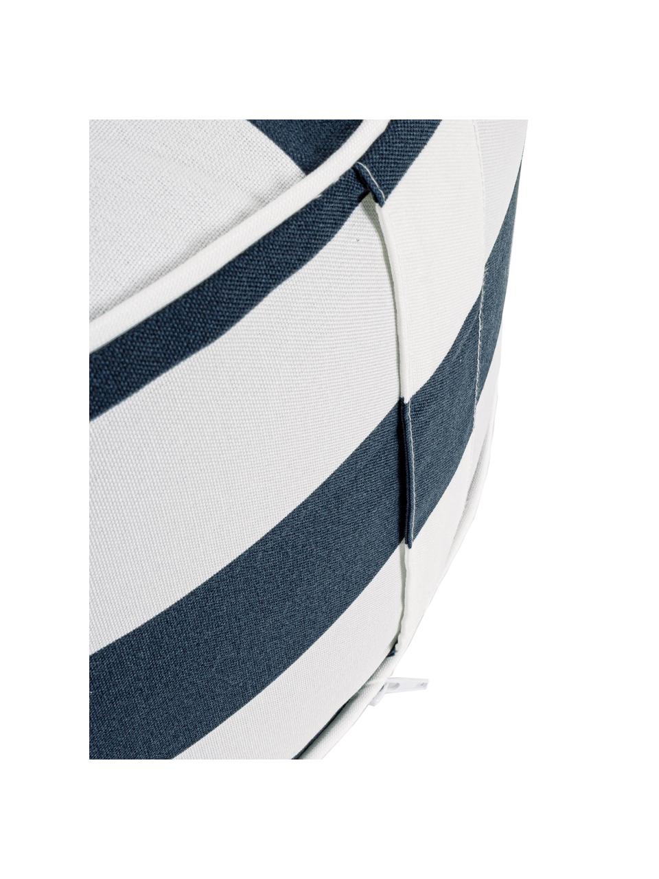 Nadmuchiwany puf zewnętrzny Stripes, Tapicerka: 100% tkanina poliestrowa , Biały, niebieski, Ø 53 x W 23 cm
