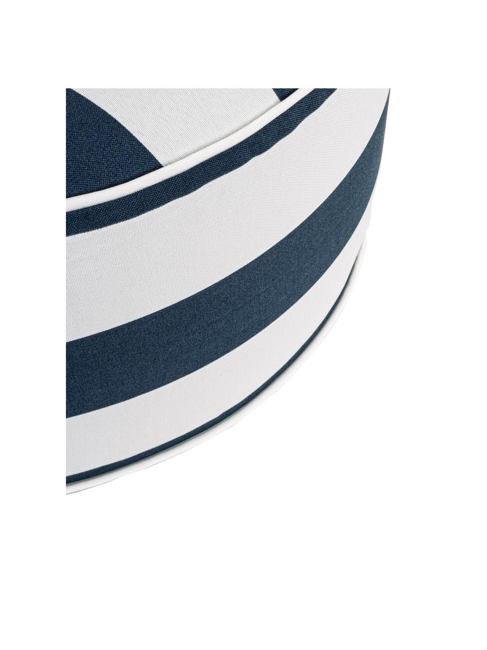 Puf hinchable para exterior Stripes, Tapizado: tejido 100% poliéster (20, Blanco, azul, Ø 53 x Al 23 cm