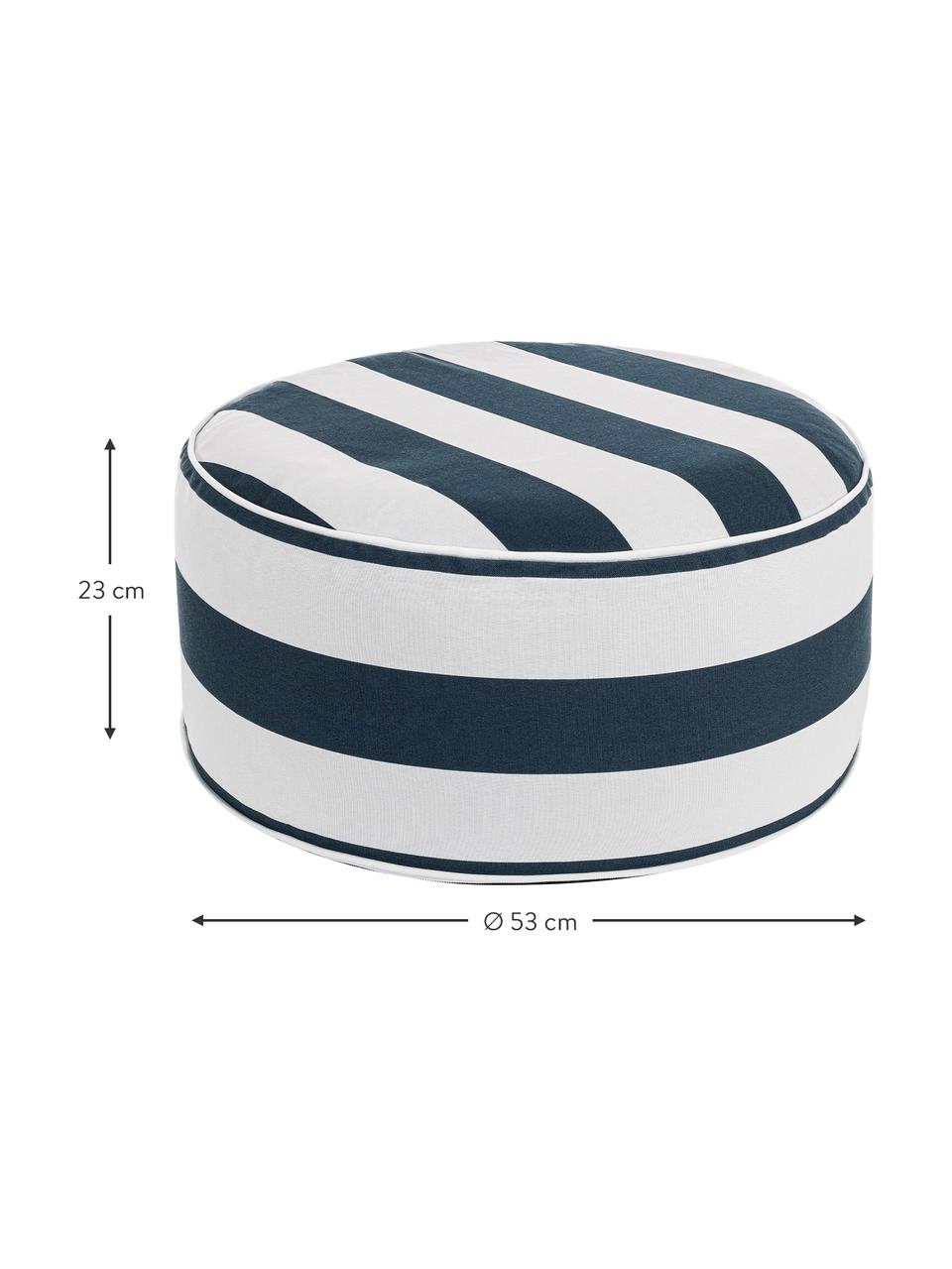 Opblaasbare buitenpoef Stripes in wit/blauw, Bekleding: 100% polyester stof (200 , Wit, blauw, Ø 53 x H 23 cm