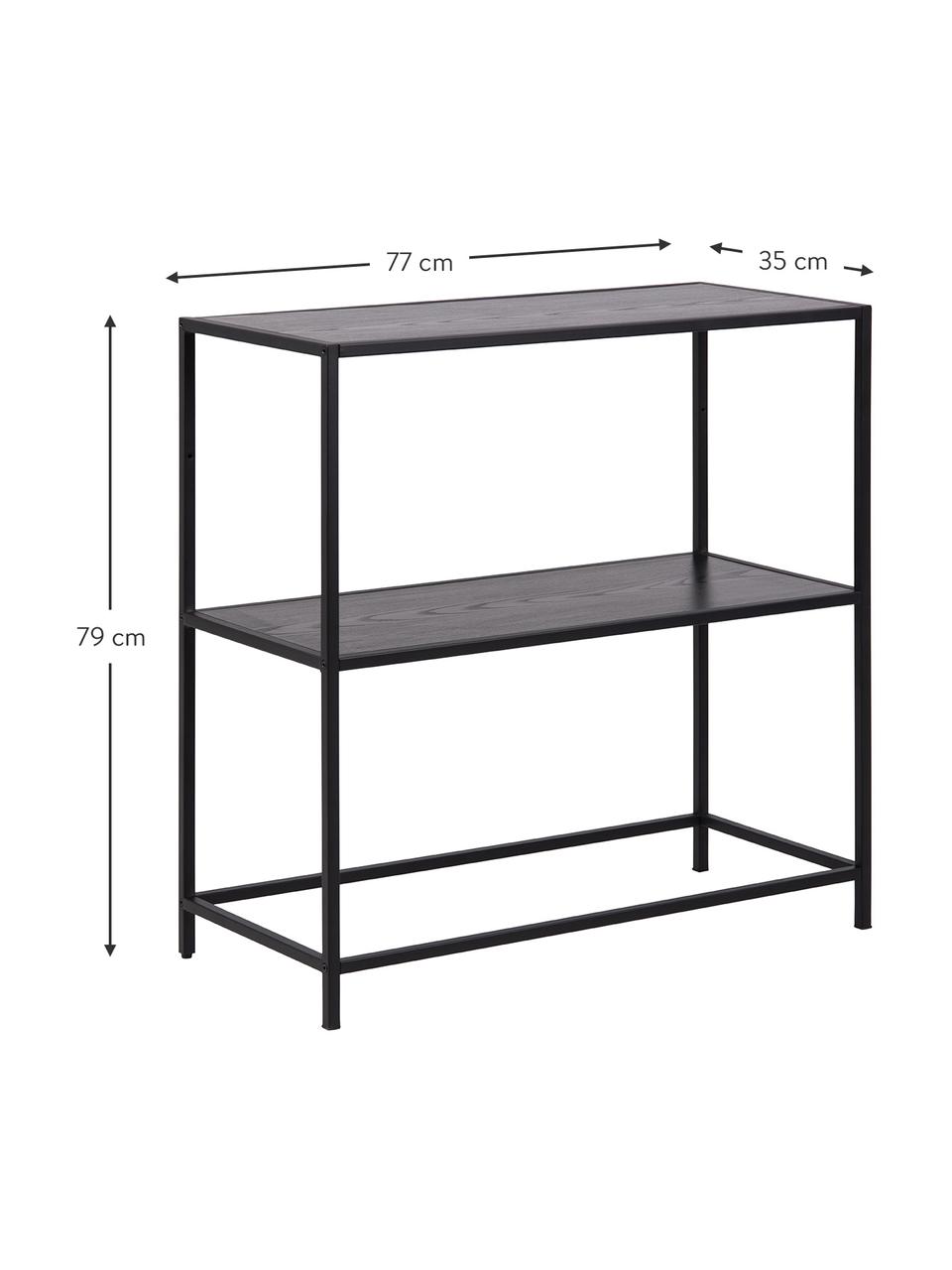 Regał z drewna i metalu Seaford, Stelaż: metal malowany proszkowo, Drewno naturalne, czarny lakierowany, S 77 x W 79 cm