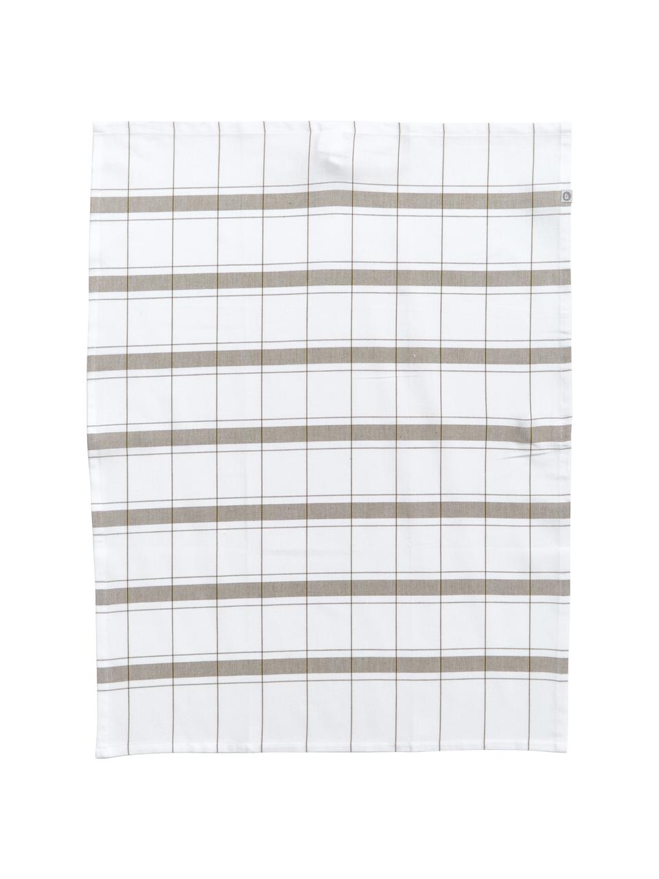 Ręcznik kuchenny z bawełny Halida, 2 szt., 100% bawełna, Biały, oliwkowy zielony, S 55 x D 75 cm
