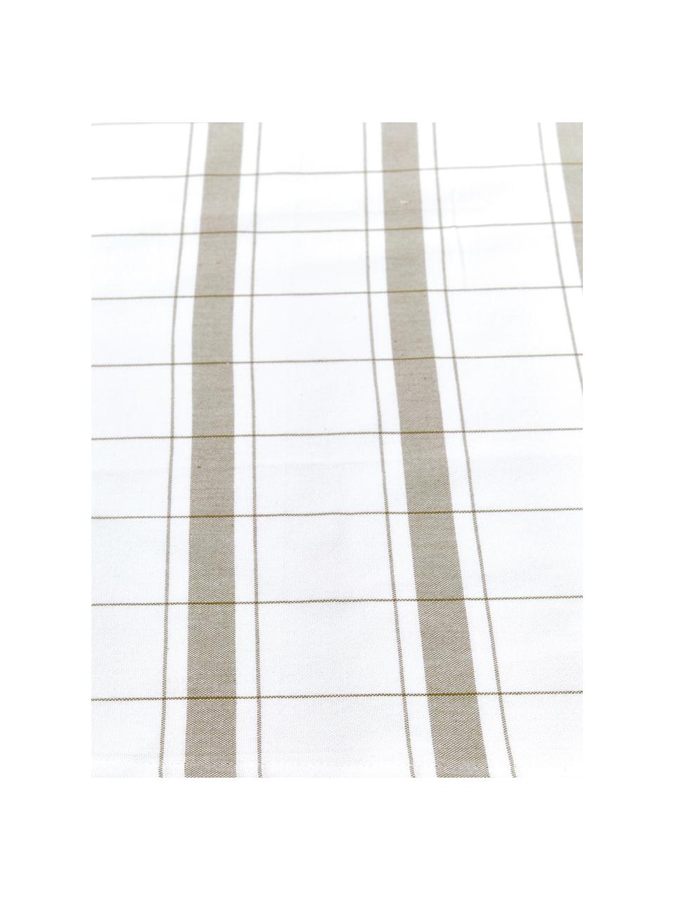 Baumwoll-Geschirrtücher Halida mit Streifen und Karomuster, 2 Stück, 100% Baumwolle, Weiss, Olivgrün, 55 x 75 cm