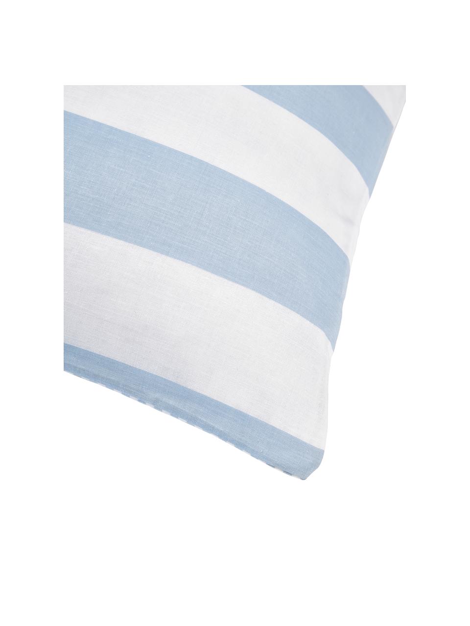 Dwustronna poszewka na poduszkę z bawełny Lorena, Jasny niebieski, biały, S 40 x D 80 cm