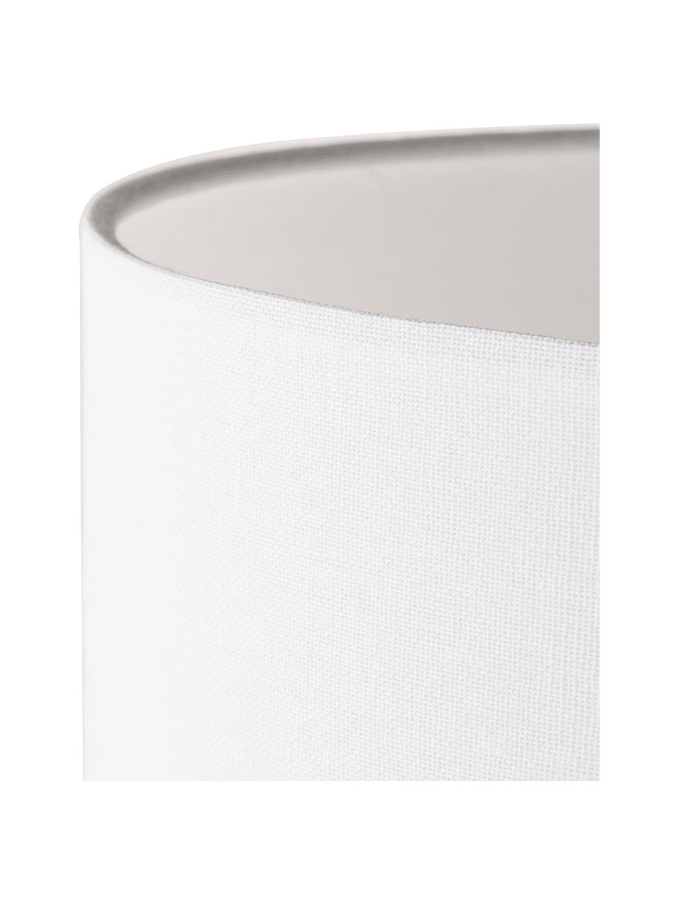 Lampa stołowa ze szkła i lnu Abigail, Biały, odcienie srebrnego, Ø 32 x W 61 cm