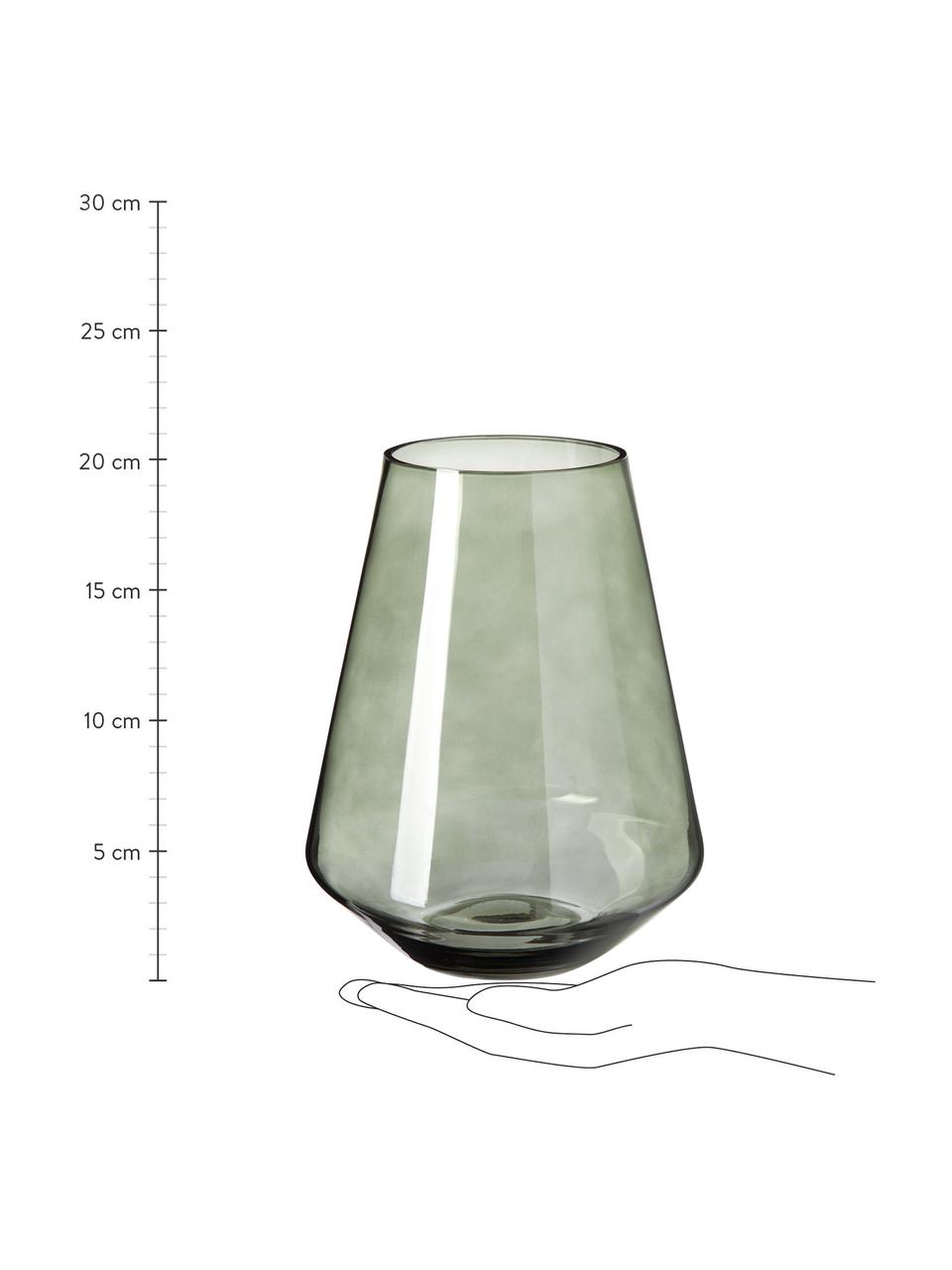 Mundgeblasene Glas-Vase Joyce in Grau, Glas, Grau, Ø 17 x H 21 cm