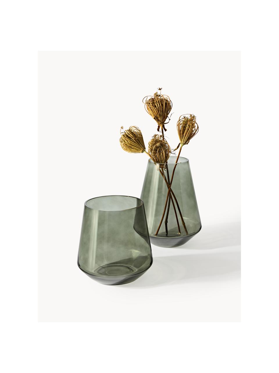 Ručně foukaná skleněná váza Joyce, Sklo, Zelená, Ø 17 cm, V 21 cm
