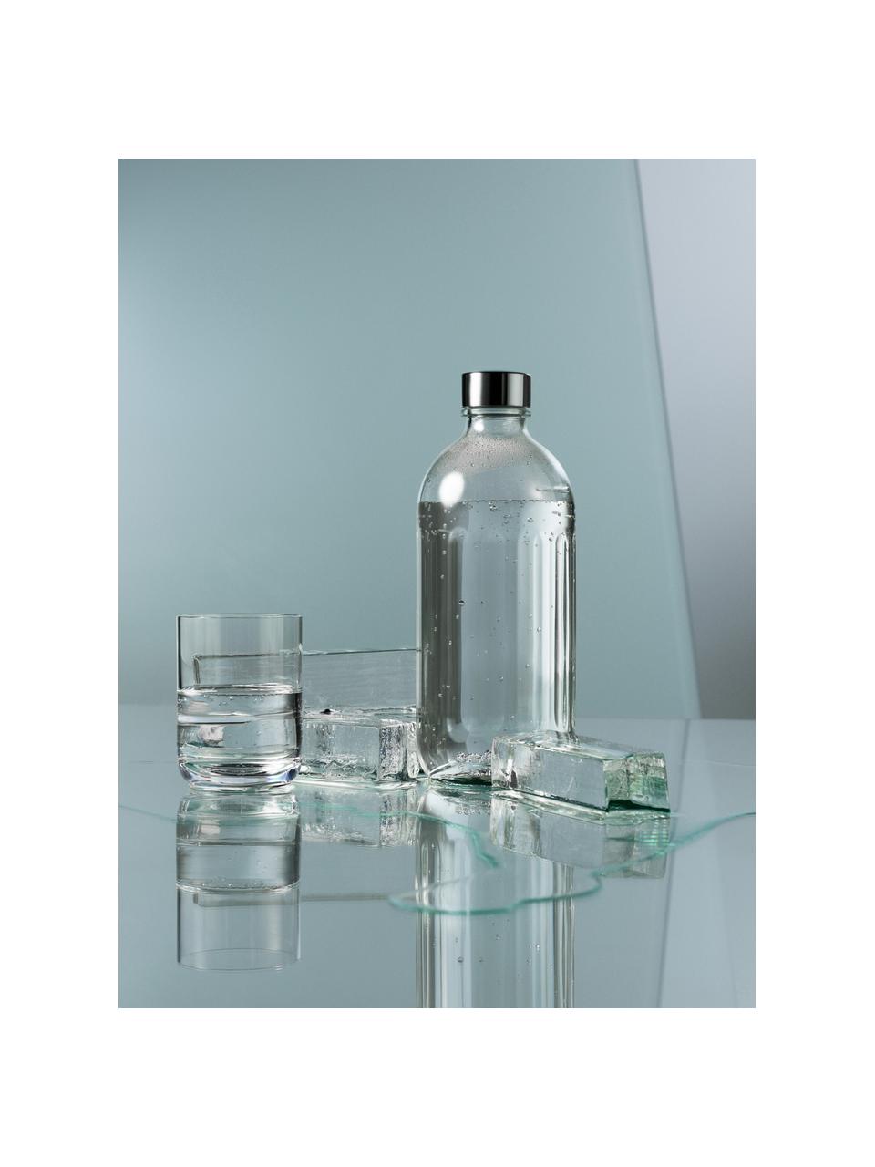 Glazen waterflessen Carbonator Pro, 2 stuks, Sluiting: gecoat metaal, Transparant, zilverkleurig, Ø 8 x H 26 cm, 700 ml