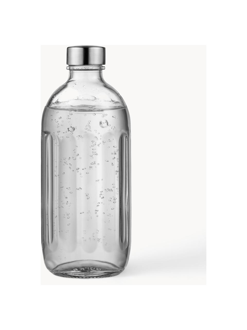 Glas-Wasserflaschen Carbonator Pro, 2 Stück, Verschluss: Metall, beschichtet, Transparent, Silberfarben, Ø 8 x H 26 cm, 700 ml