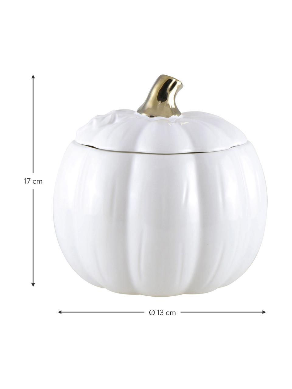 Pojemnik do przechowywania Pumpkin, Ceramika, Biały, odcienie złotego, Ø 12 x W 14 cm