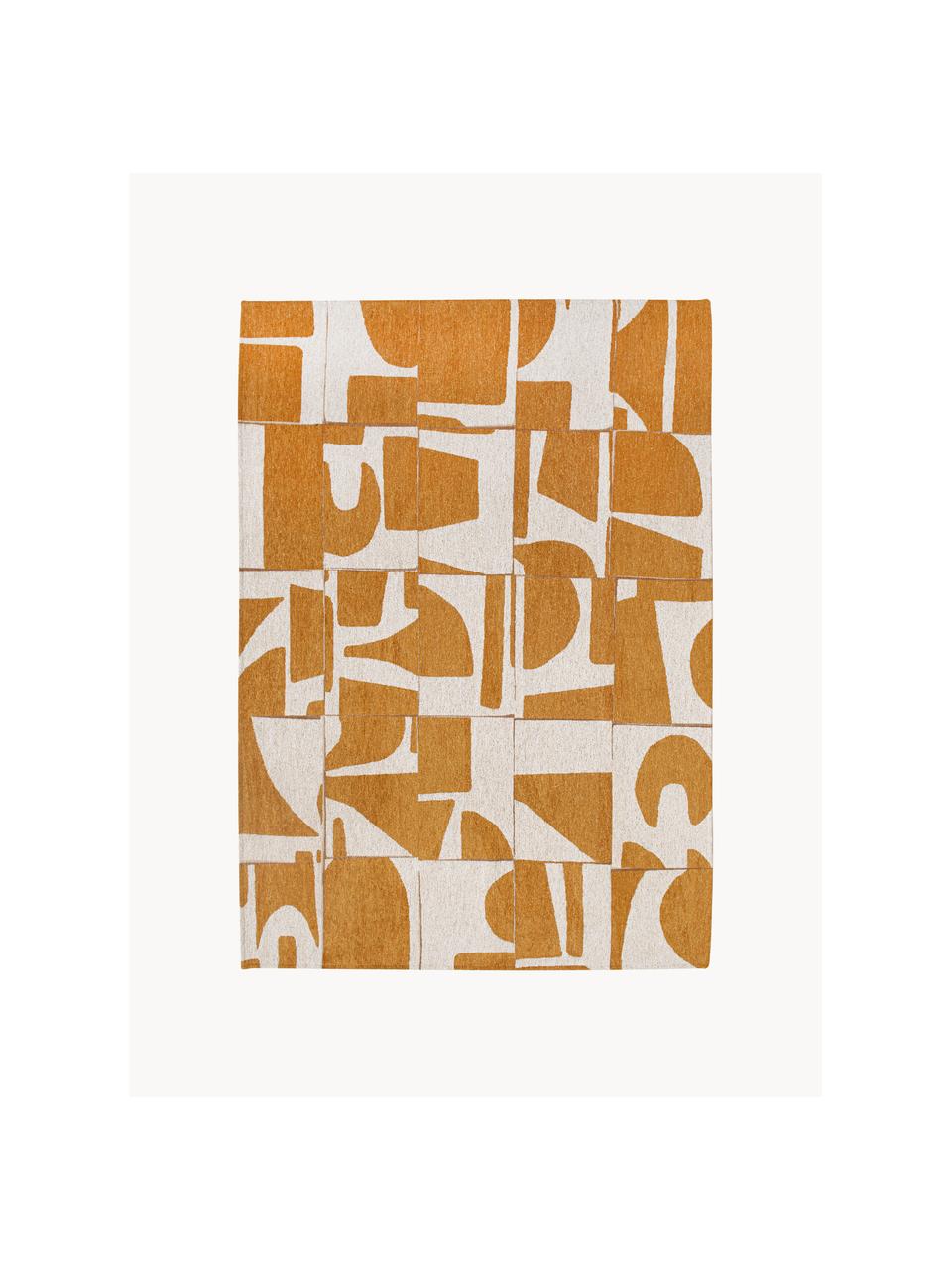 Tapis avec motif graphique Papercut, 100 % polyester, Ocre, blanc crème, larg. 80 x long. 150 cm (taille XS)