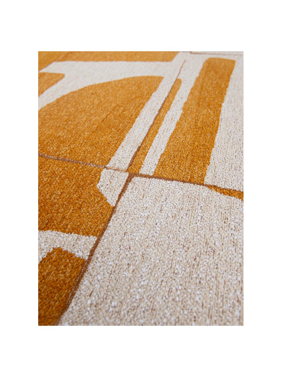 Tapis avec motif graphique Papercut, 100 % polyester, Ocre, blanc crème, larg. 80 x long. 150 cm (taille XS)