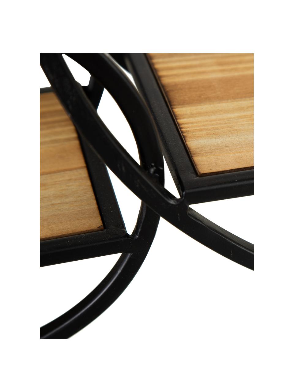 Nástěnný regál z dřeva a kovu Circles, Černá, hnědá, Š 84 cm, V 54 cm