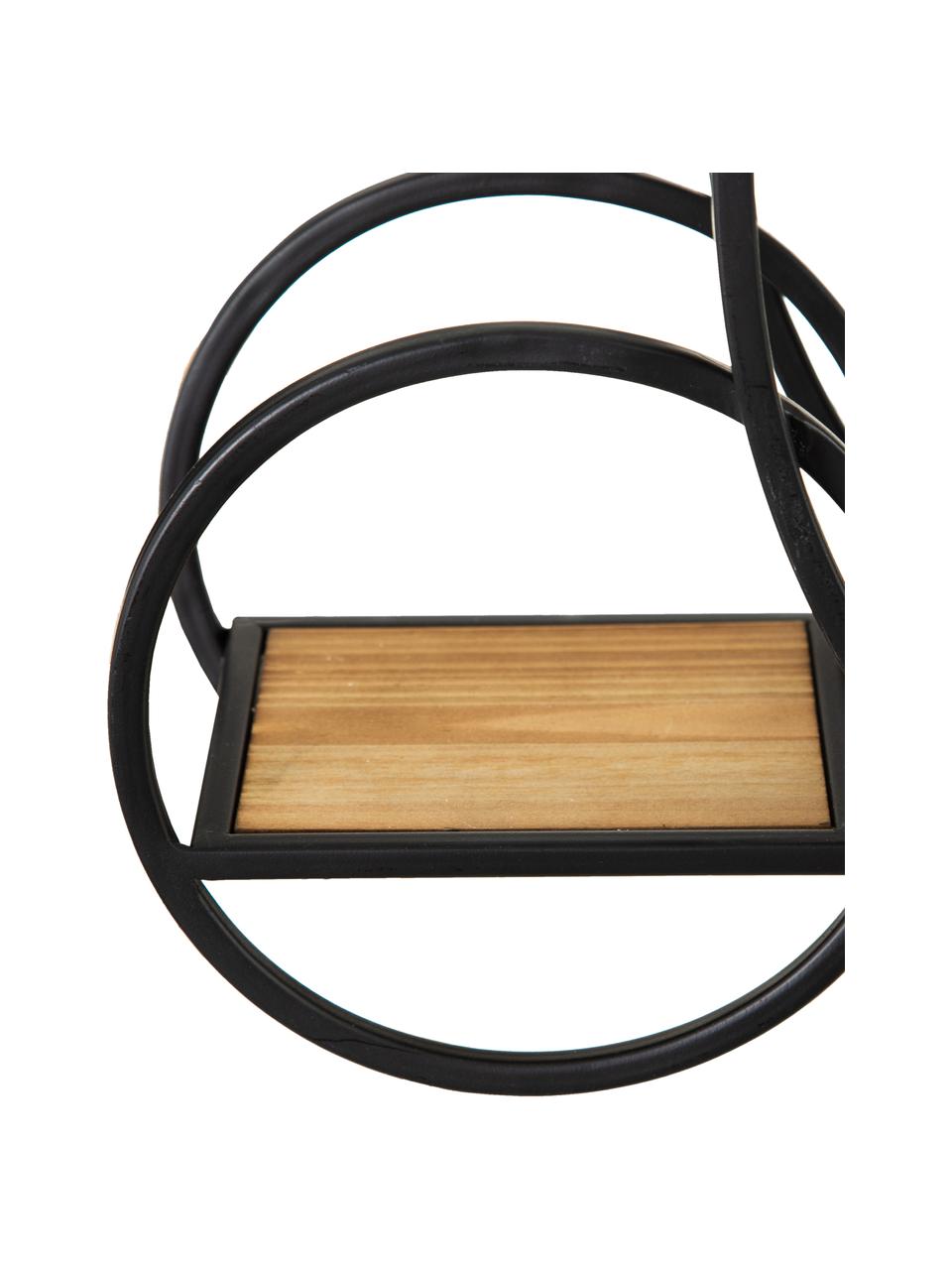 Nástenný regál z dreva a kovu Circles, Čierna, hnedá, Š 84 x V 54 cm