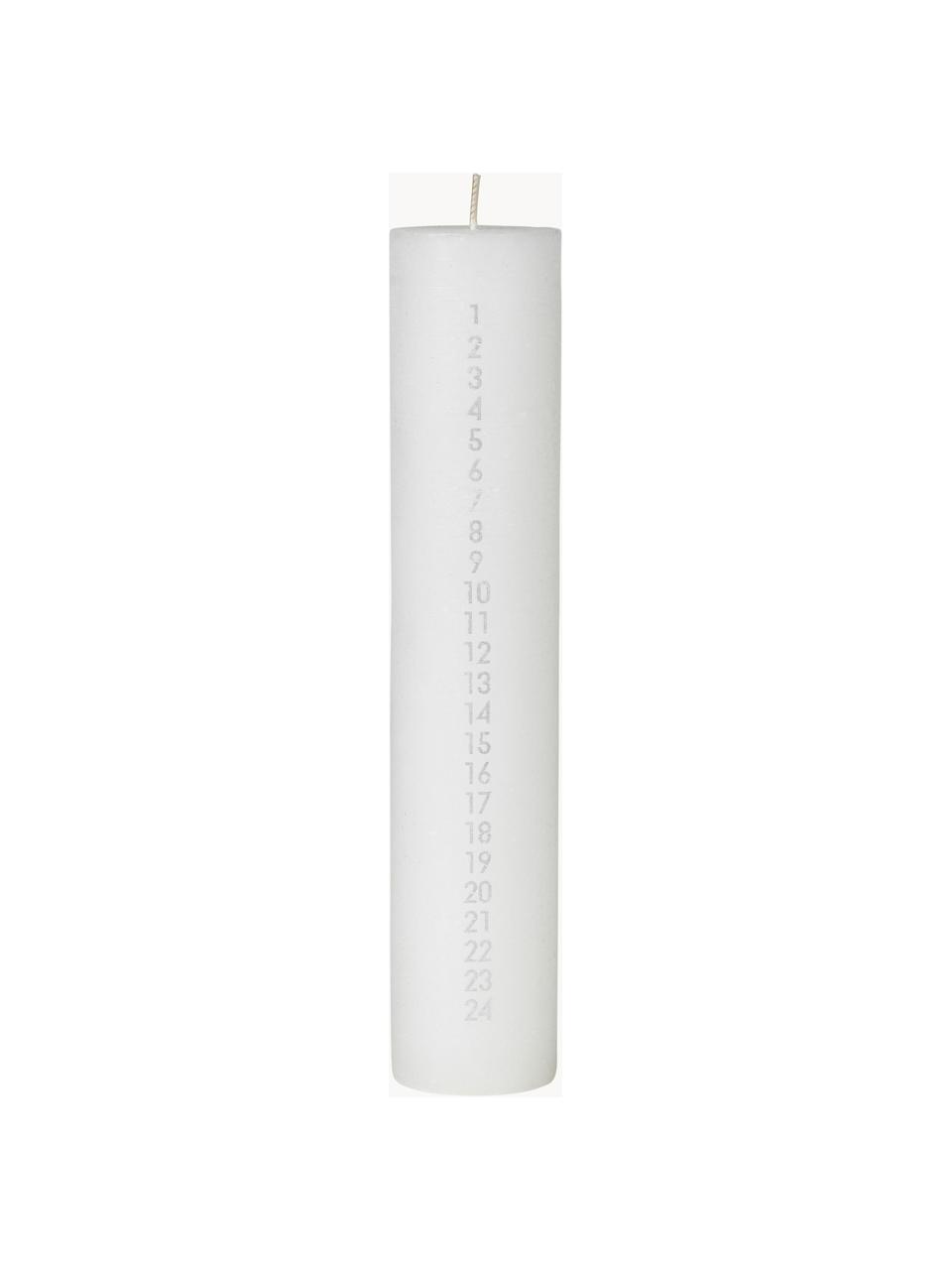 Ručne vyrobená adventná sviečka Rustic, Parafín, Biela, strieborná, Ø 5 x V 25 cm