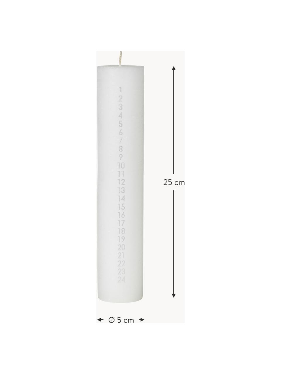 Ručně vyrobená adventní svíčka Rustic, Parafín, Bílá, stříbrná, Ø 5 cm, V 25 cm