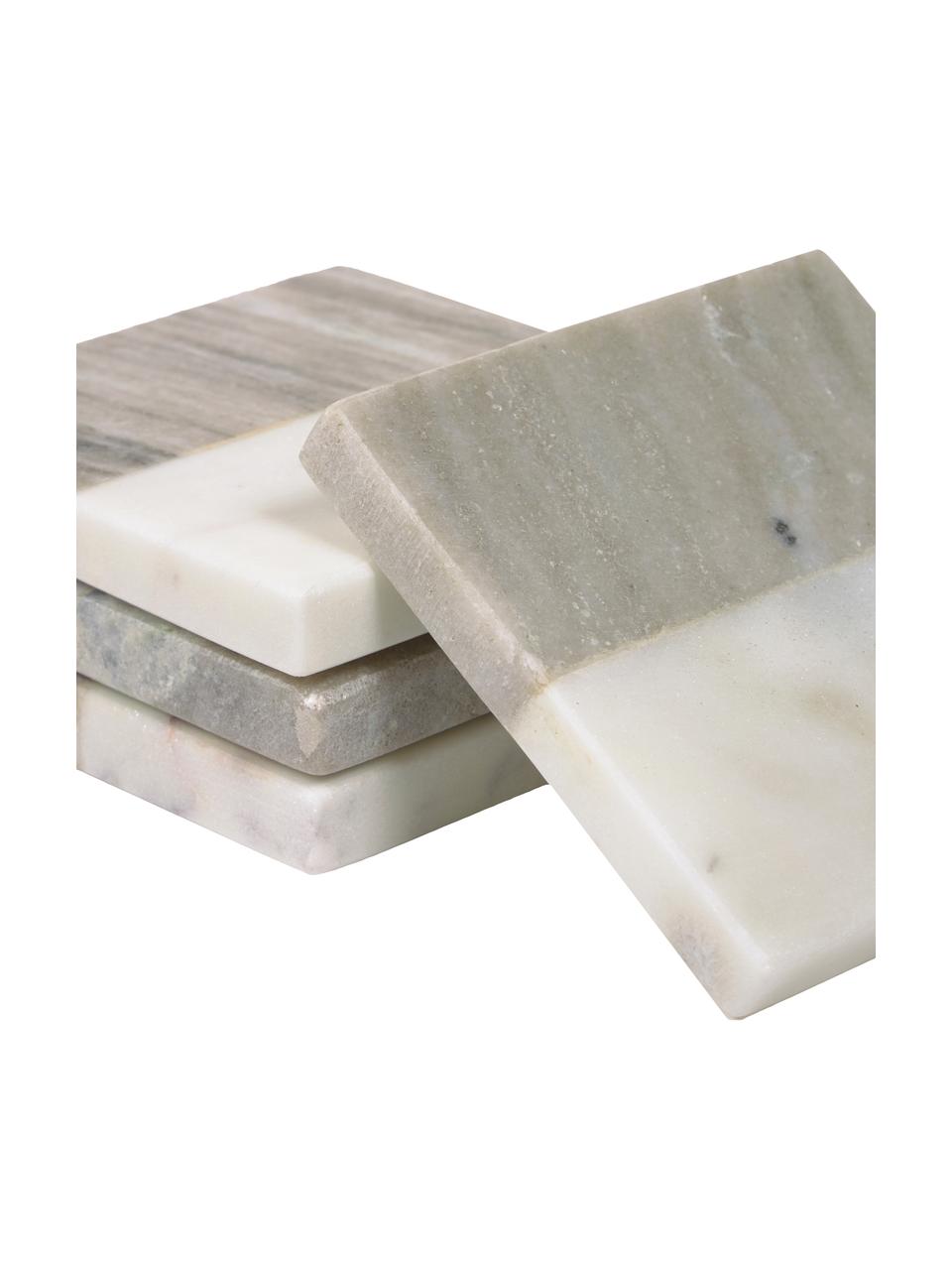 Sottobicchiere quadrato in marmo bianco/beige Danelle 4 pz, Marmo, Bianco marmorizzato, beige marmorizzato, Larg. 10 x Prof. 10 cm