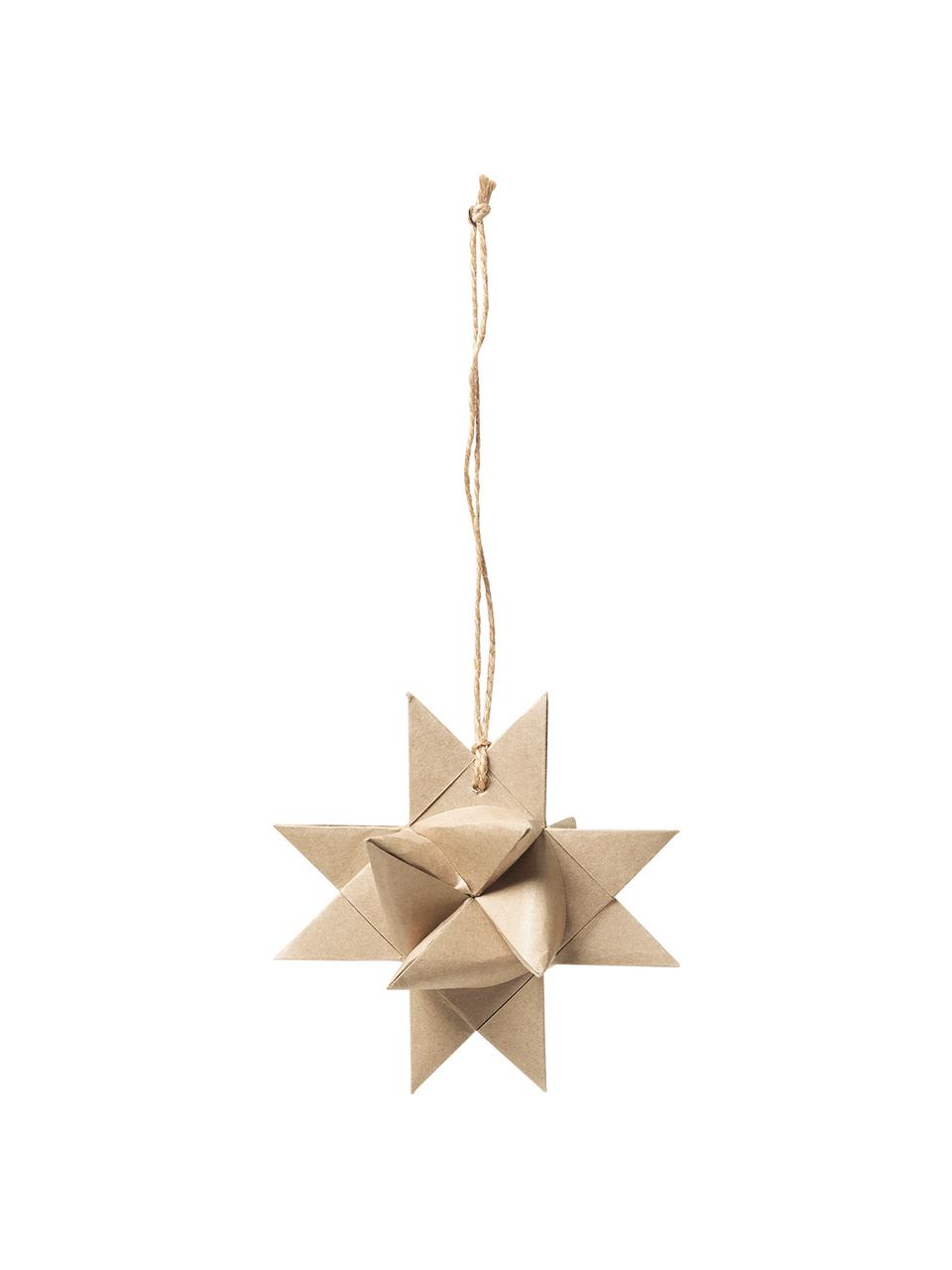 Baumanhänger Star Origami, 4 Stück, Papier, Beige, B 11 x T 11 cm