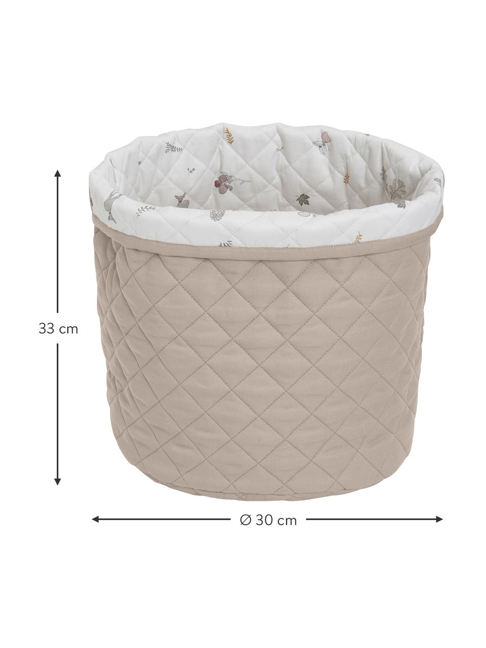 Panier de rangement en coton bio Fawn, Blanc, brun, beige