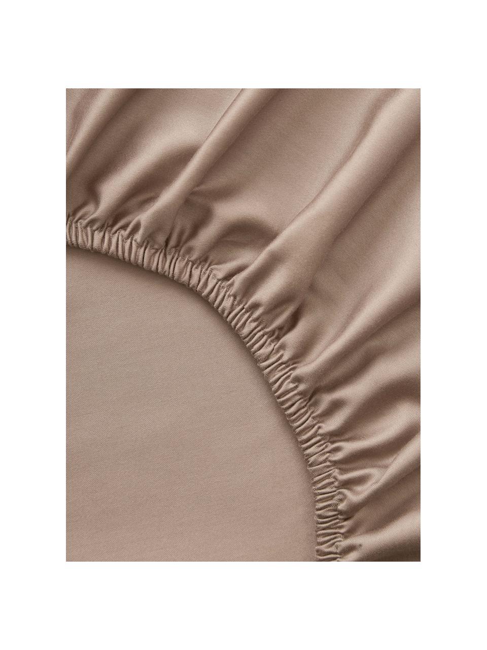 Drap-housse en satin de coton pour surmatelas Premium, Beige, larg. 140 x long. 200 cm, haut. 15 cm