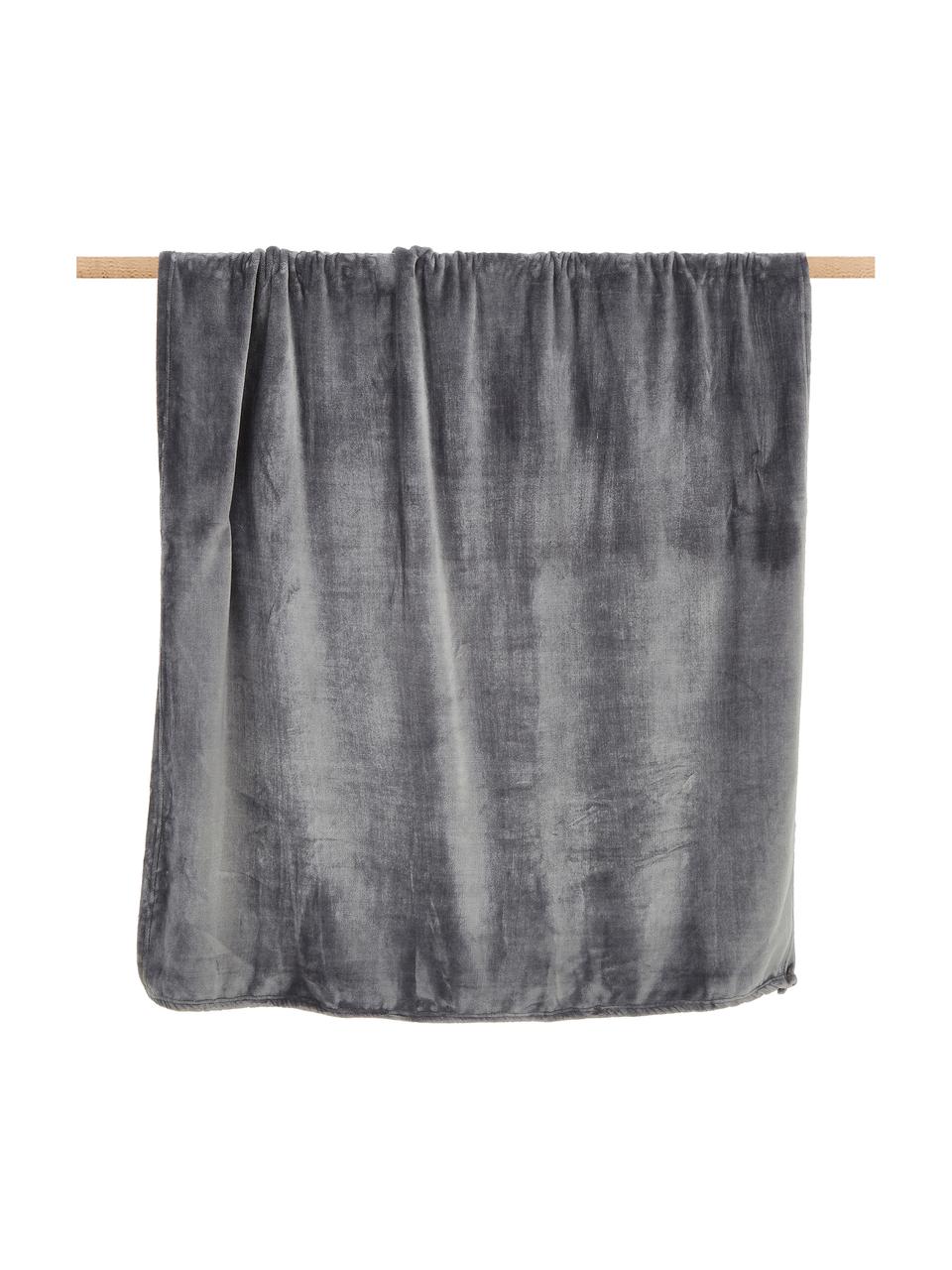 Zachte plaid Doudou in antraciet, 100% polyester, Antraciet, B 130 x L 160 cm