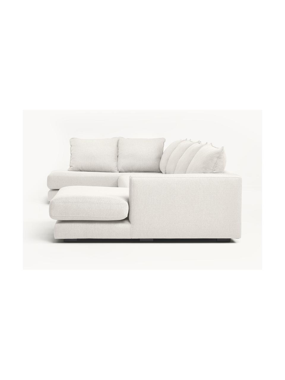 Narożna sofa modułowa Tribeca, Tapicerka: 100% poliester Dzięki tka, Stelaż: lite drewno sosnowe z cer, Nogi: lite drewno sosnowe z cer, Kremowobiała tkanina, S 356 x G 195 cm, lewostronna