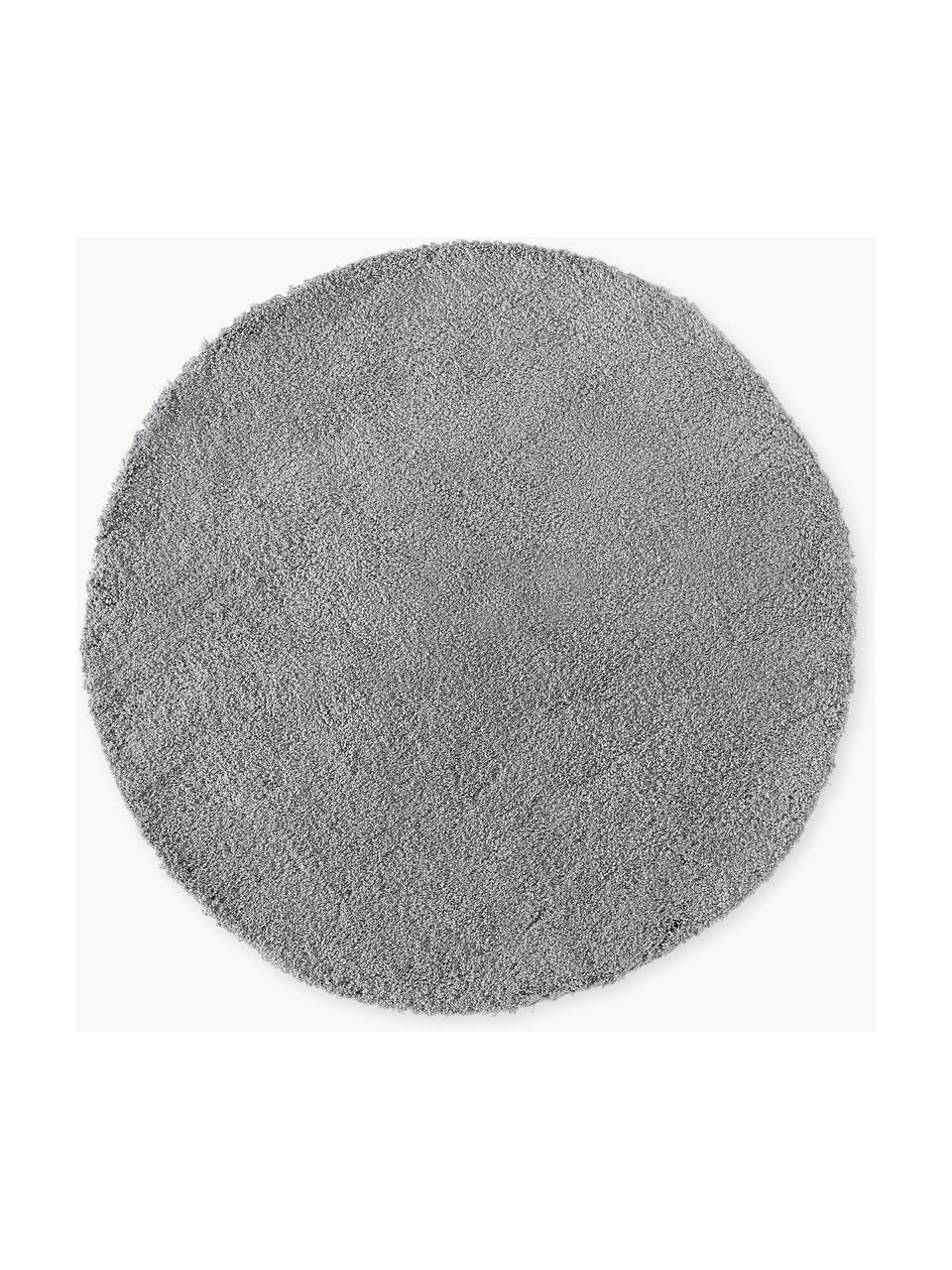 Načechraný kulatý koberec s vysokým vlasem Leighton, Šedá, Ø 120 cm (velikost S)