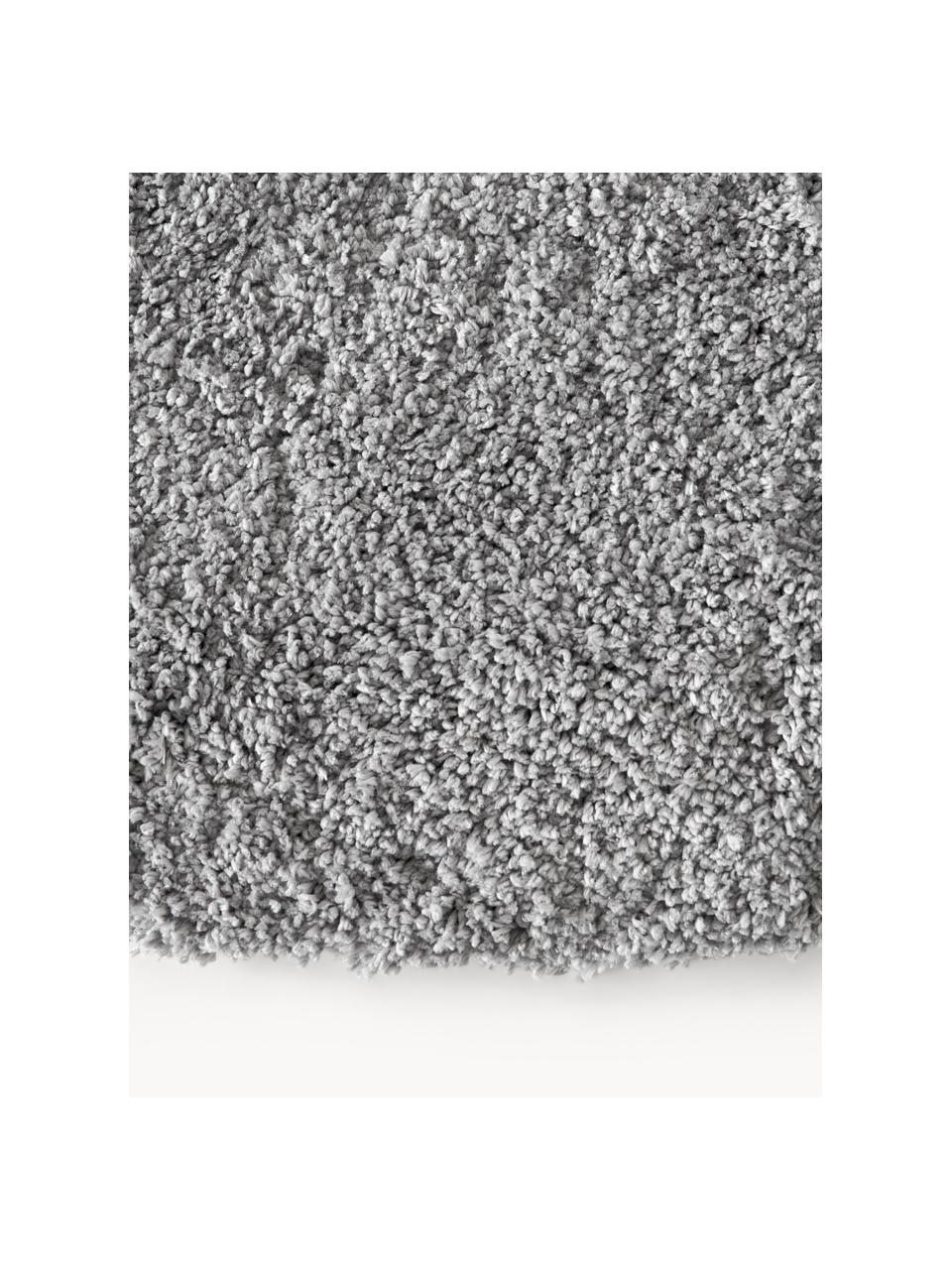 Pluizig rond hoogpolig vloerkleed Leighton, Bovenzijde: microvezels (100% polyest, Onderzijde: 70% polyester, 30% katoen, Grijs, Ø 120 cm (maat S)