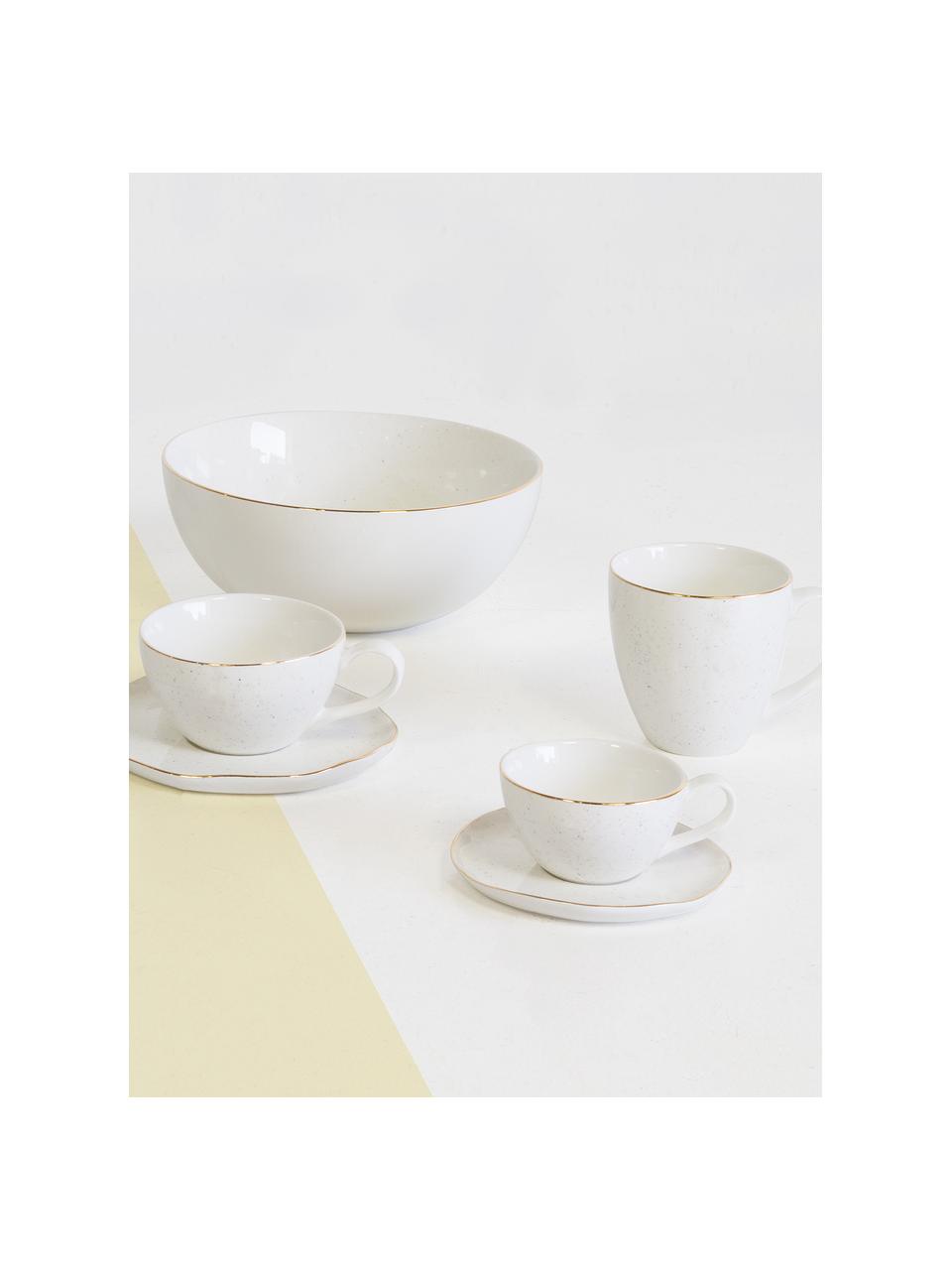 Tazas de café café artesanales Bella, 2 uds., Porcelana, Blanco crema, Ø 9 x Al 9 cm
