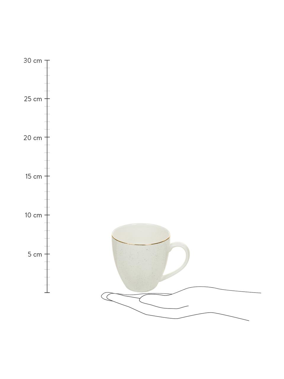 Tazas de café café artesanales Bella, 2 uds., Porcelana, Blanco crema, Ø 9 x Al 9 cm