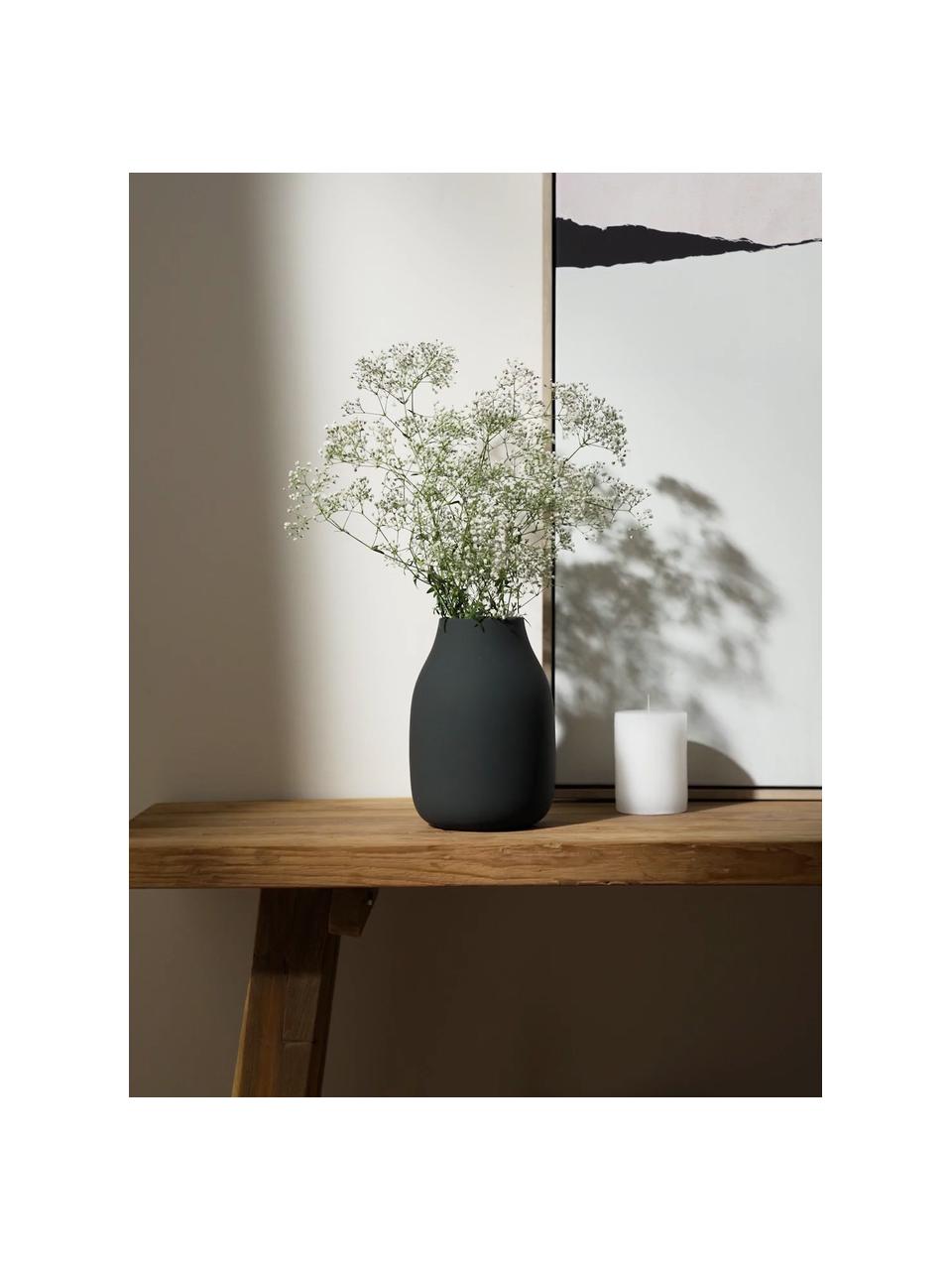 Ručně vyrobená váza Colora, Keramika, Černá, Ø 14 cm, V 20 cm