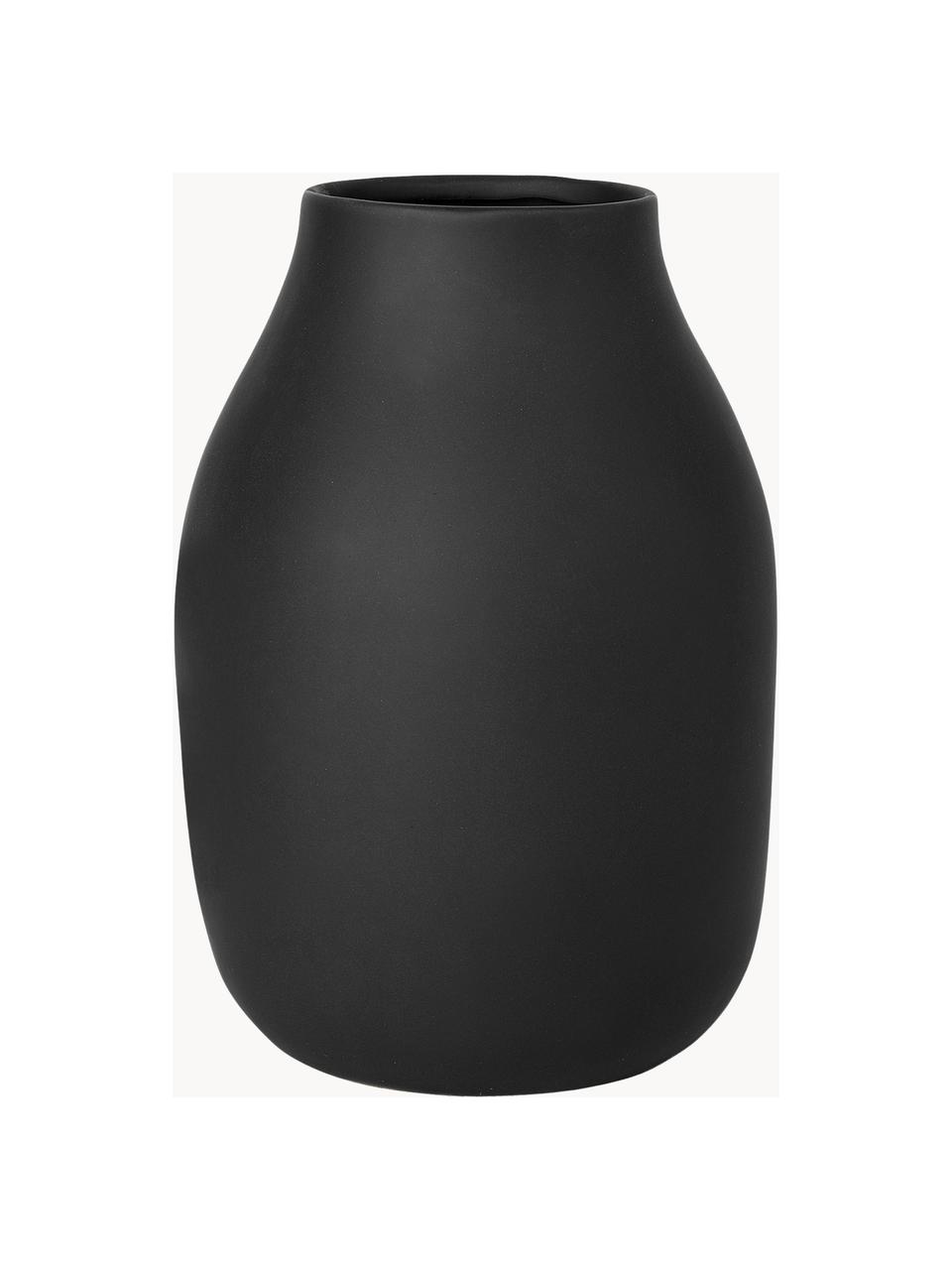 Handgefertigte Vase Colora, H 20 cm, Keramik, Schwarz, Ø 14 x H 20 cm