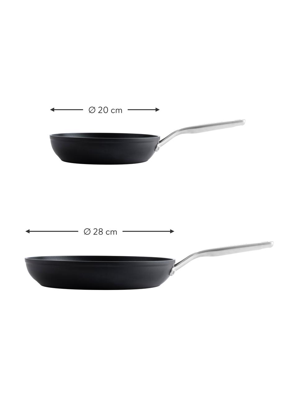 Komplet patelni z powłoką zapobiegającą przywieraniu KitchenAid, 2 elem., Czarny, Komplet z różnymi rozmiarami