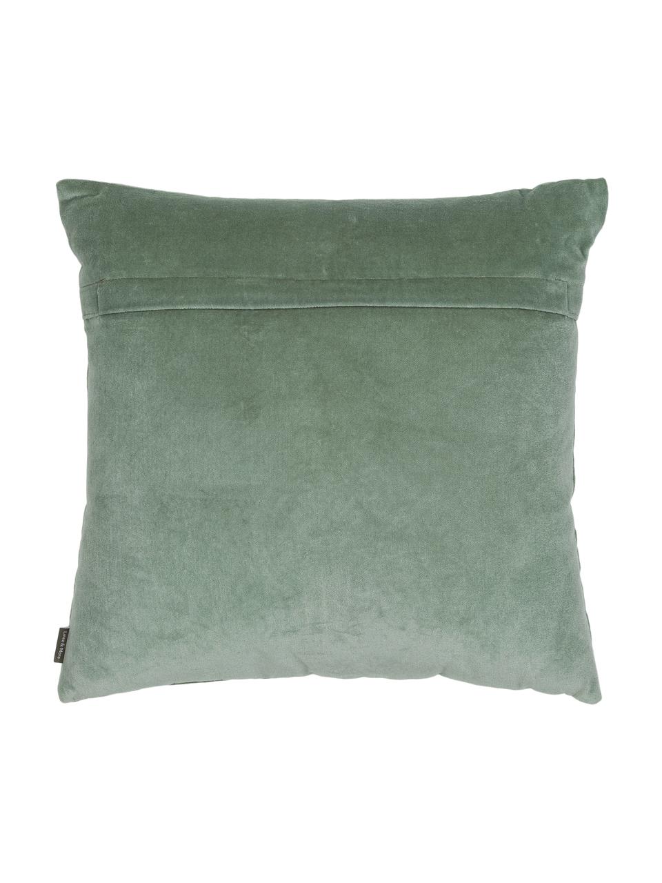 Cuscino reversibile in velluto Preston, Verde menta, crema, Larg. 45 x Lung. 45 cm