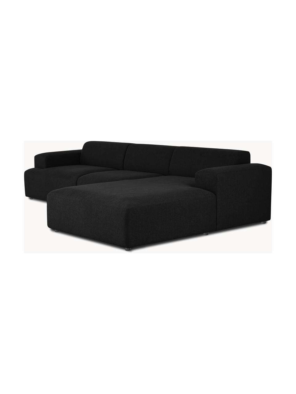 Sofá rinconera Melva (4 plazas), Tapizado: 100% poliéster Alta resis, Estructura: madera de pino maciza, ce, Patas: plástico., Tejido negro, An 319 x F 196 cm, chaise longue izquierda