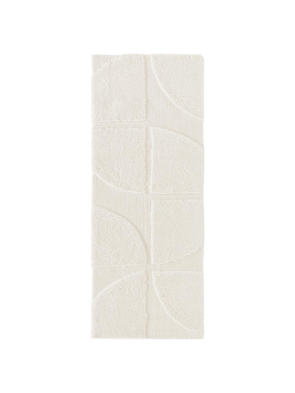 Alfombra corredor de pelo largo texturizada Jade, Parte superior: microfibra (100% poliéste, Blanco crema, An 80 x L 250 cm