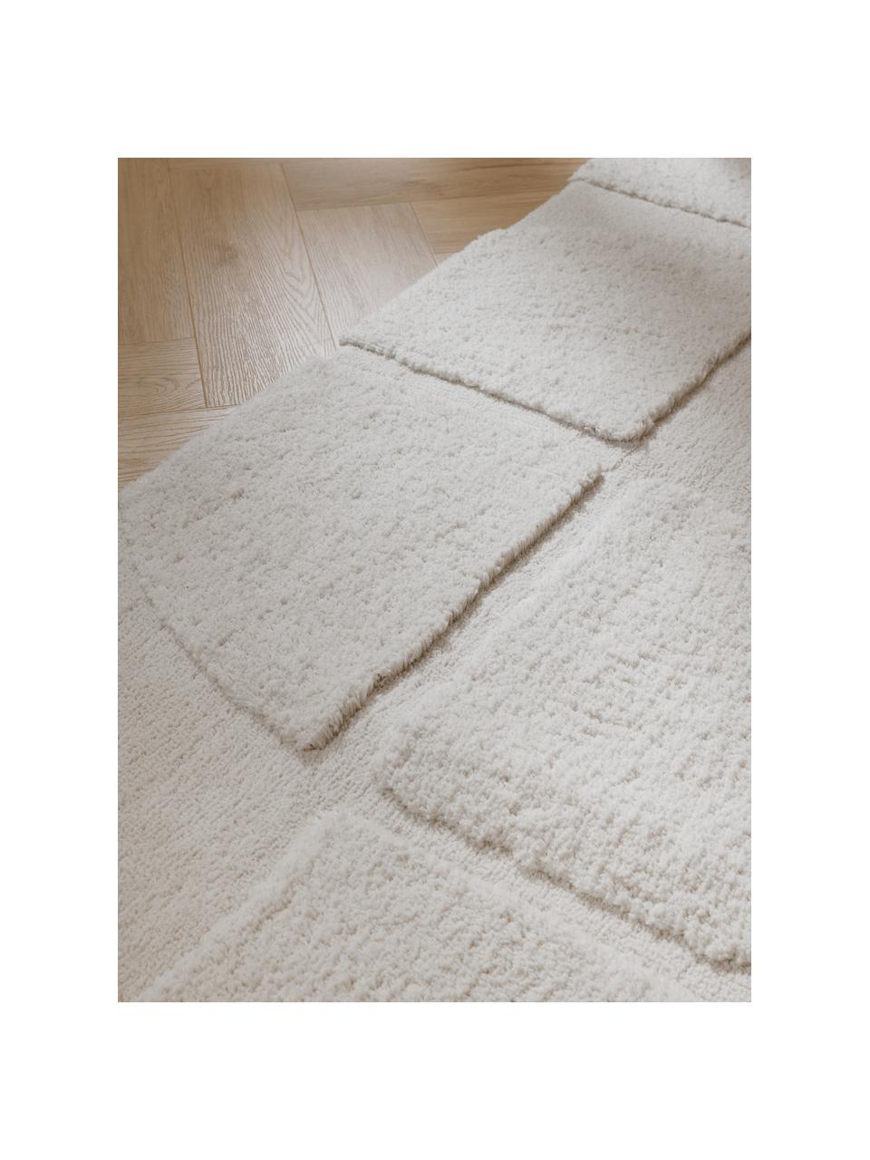 Tapis d'entrée moelleux à poils longs en relief Jade, Blanc crème, larg. 80 x long. 200 cm