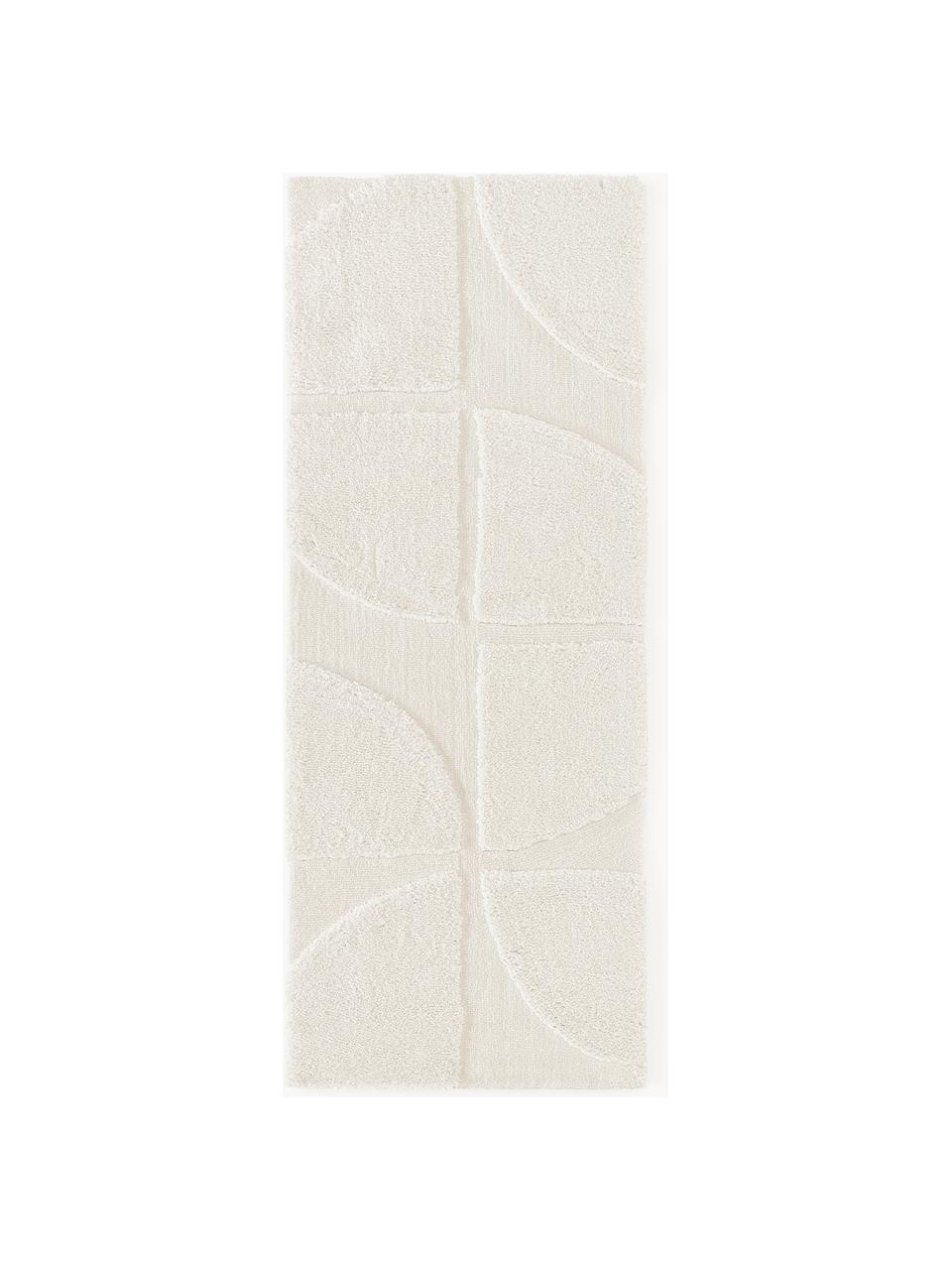 Flauschiger Hochflor-Läufer Jade mit erhabener Hoch-Tief-Struktur, Flor: 100% Polyester, GRS-zerti, Cremeweiß, B 80 x L 200 cm