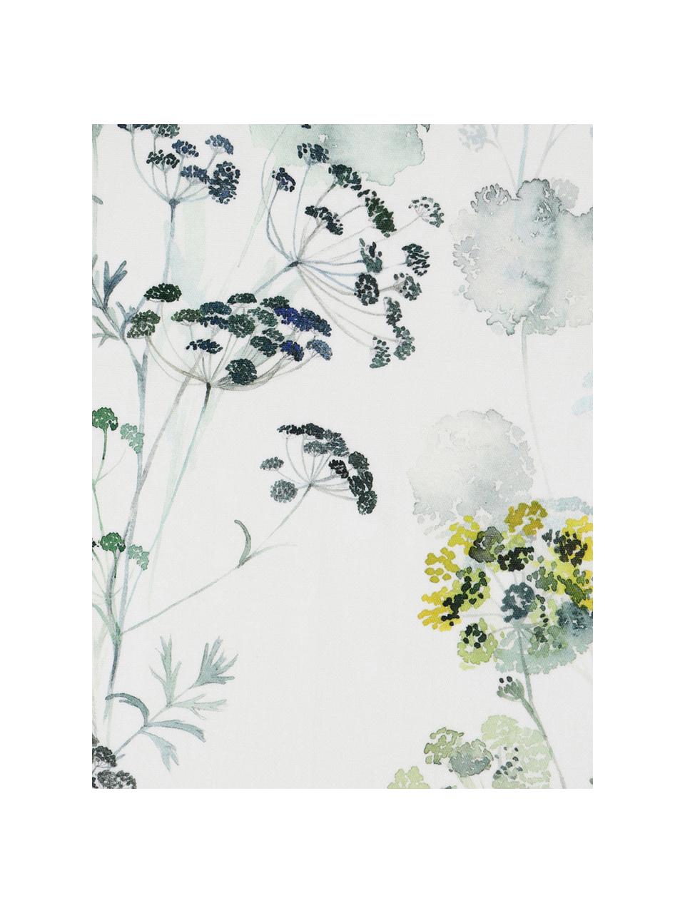 Katoenen tafelkleed Herbier met bloemmotief, Katoen, Wit, groentinten, Voor 6 - 10 personen (B 160 x L 260 cm)