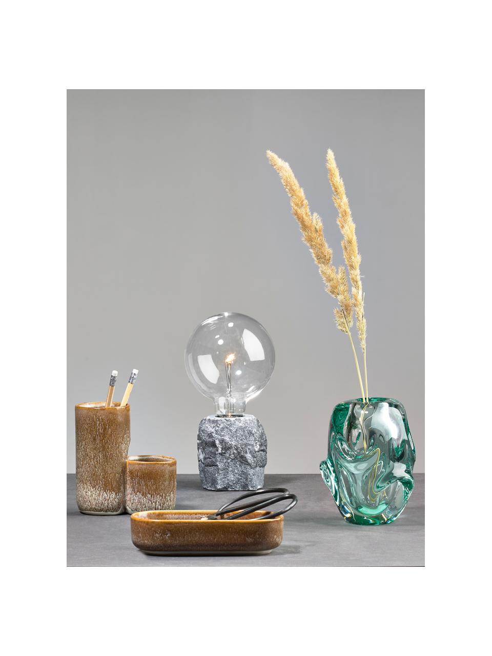 Lampada da tavolo piccola in marmo Tran, Base della lampada: marmo, Grigio, Larg. 12 x Alt. 10 cm