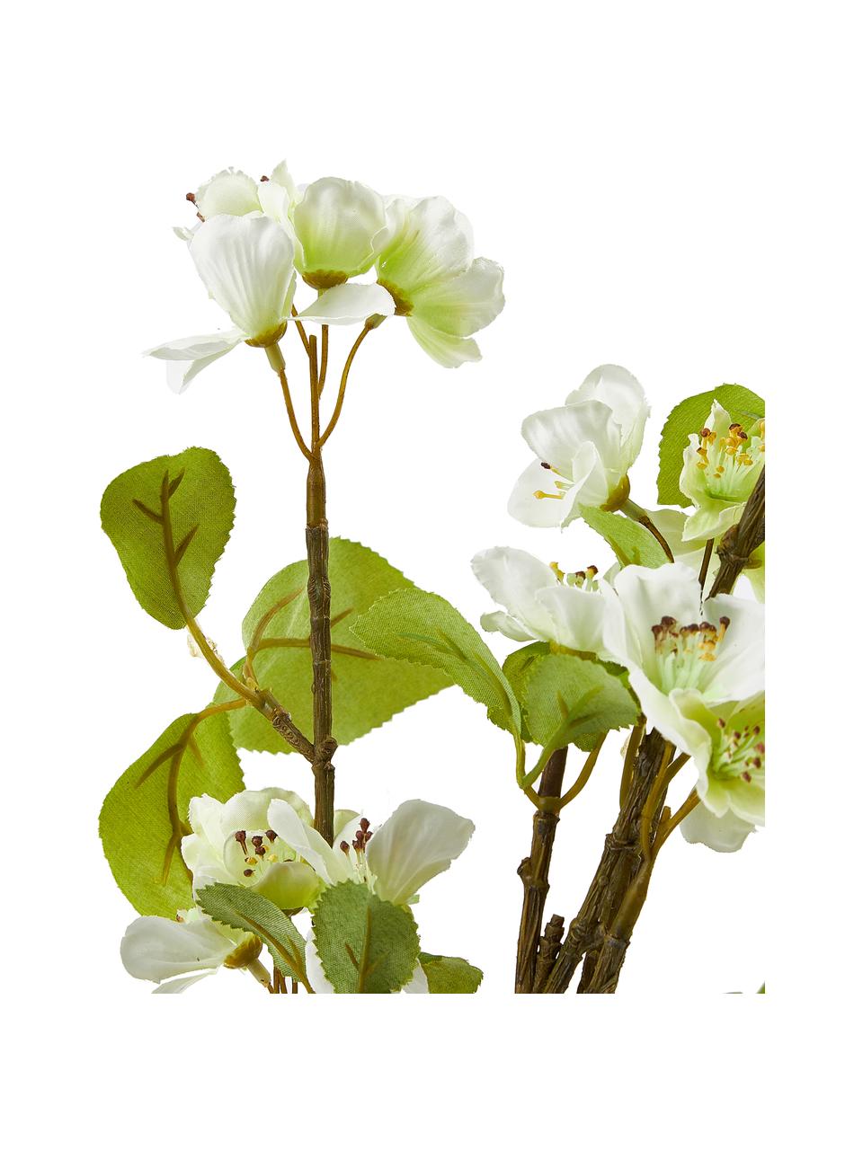 Pianta artificiale di fiori di ciliegio in una fioriera, Plastica, Verde, bianco, marrone, Alt. 89 cm
