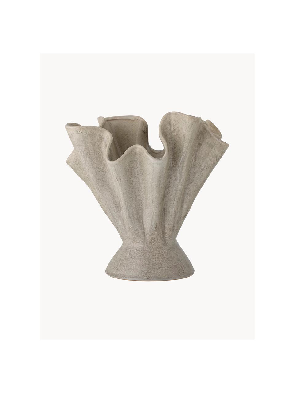 Vase Plier mit mattem Finish, H 29 cm, Steingut, Greige, matt, Ø 29 x H 29 cm