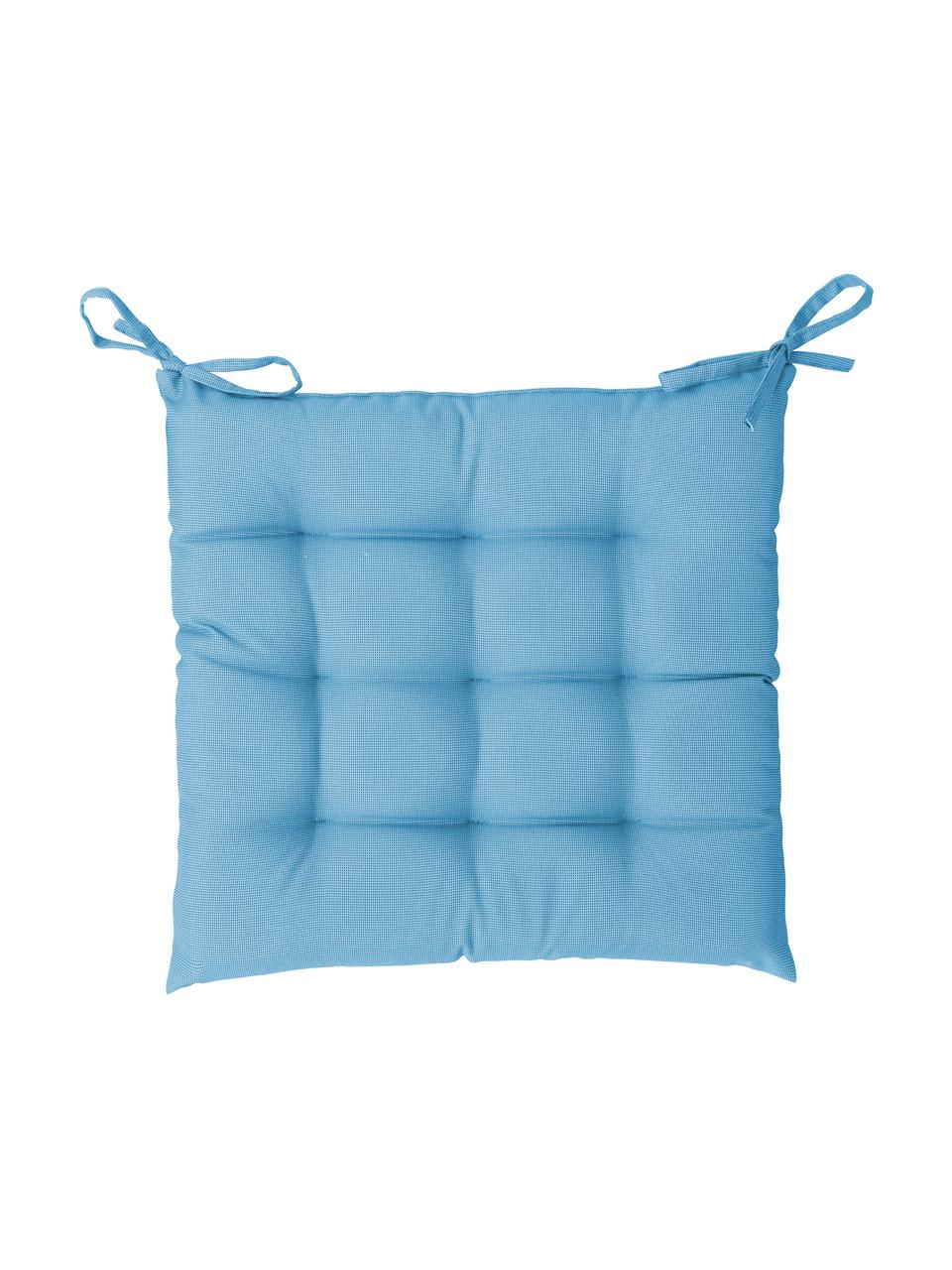 Zweifarbig gewebtes Outdoor-Sitzkissen St. Maxime, Bezug: Polyester, Blau, B 38 x L 38 cm