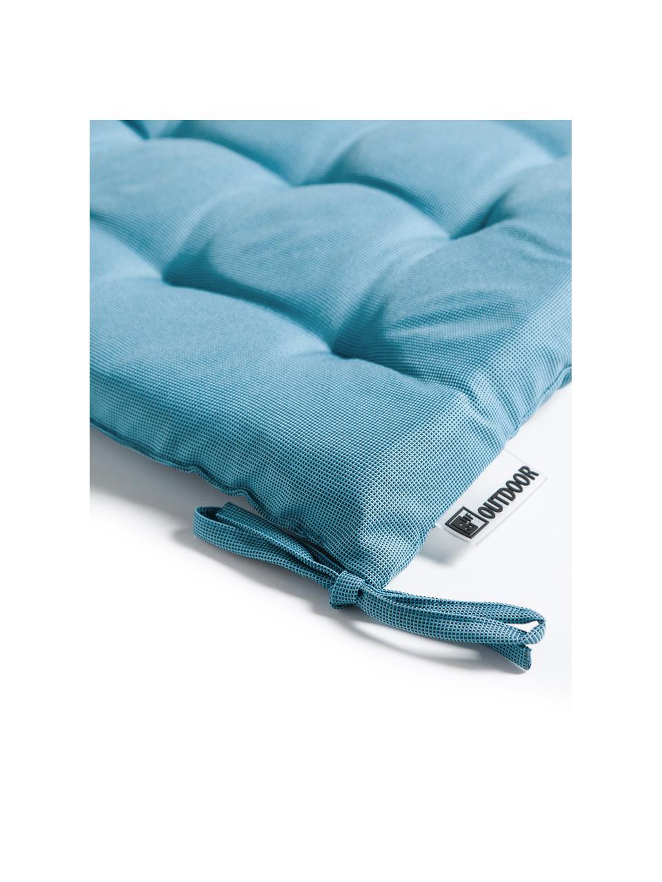 Zweifarbig gewebtes Outdoor-Sitzkissen St. Maxime, Bezug: Polyester, Blau, B 38 x L 38 cm