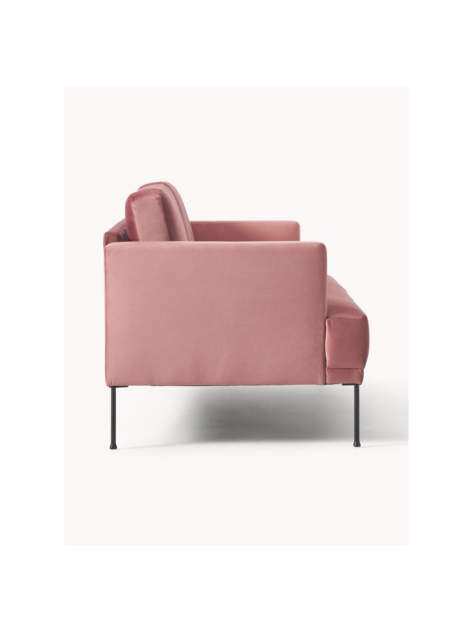 Samt-Sofa Fluente (3-Sitzer), Bezug: Samt (Hochwertiger Polyes, Gestell: Massives Kiefernholz, Füße: Metall, pulverbeschichtet, Samt Altrosa, B 196 x T 85 cm