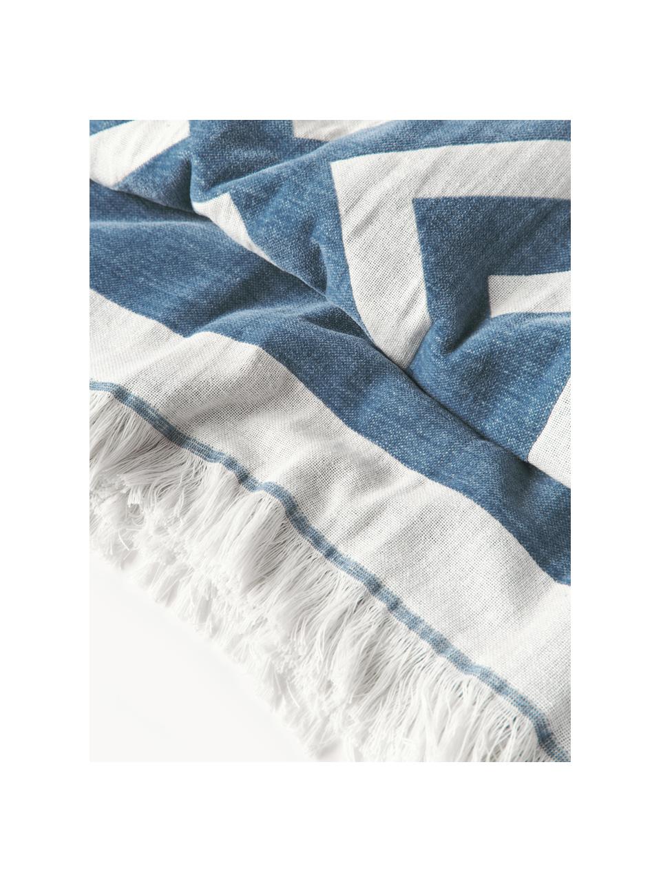 Plaid à franges et motifs géométriques Arthur, 50 % coton, 50 % polyester

Le matériau est certifié STANDARD 100 OEKO-TEX®, 6457CIT, CITEVE, Bleu, blanc, larg. 130 x long. 170 cm