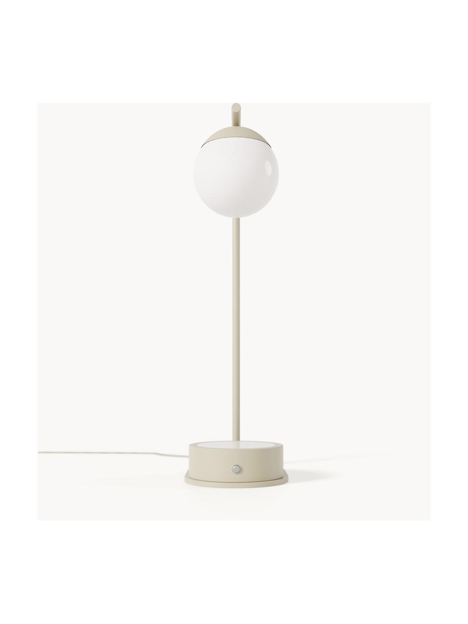 Lampada da tavolo con funzione di ricarica wireless Gael, Paralume: vetro opale, Struttura: metallo verniciato a polv, Beige chiaro, bianco, Larg. 11 x Alt. 38 cm